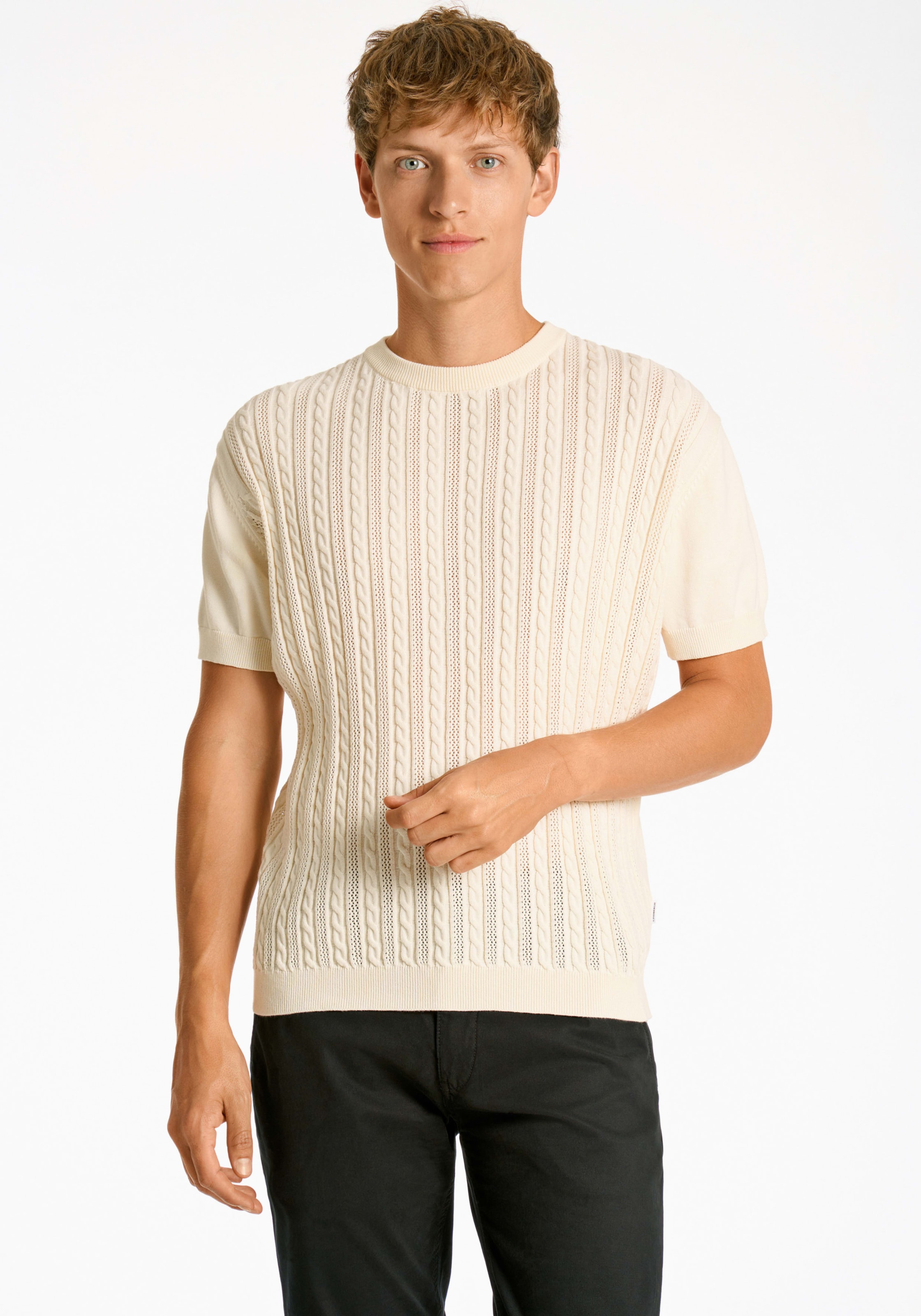 Image of LINDBERGH Strickpullover mit Zopfmuster, kurzarm
