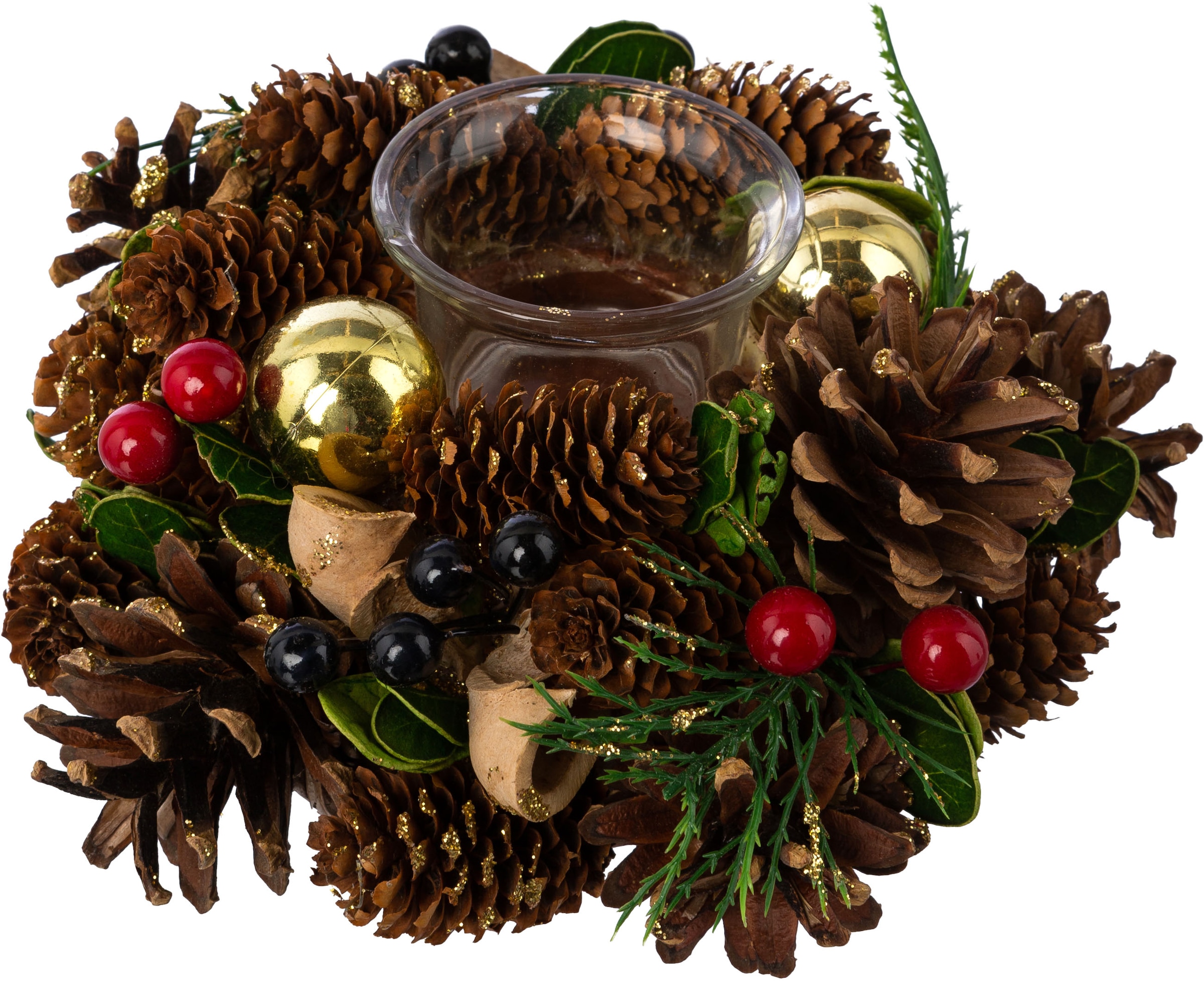 Creativ home Porte-bougies à chauffe-plat »Adventsgesteck mit Teelichthalter« mit Glitzer