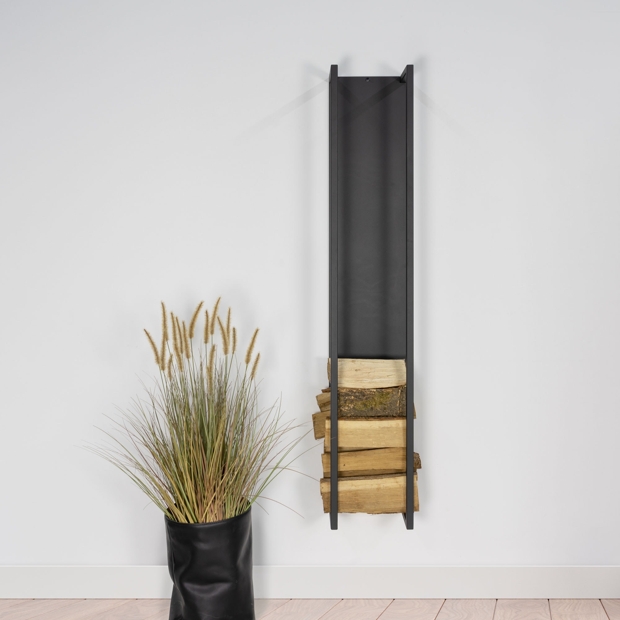 Image of Spinder Design Wandregal "CUBIC FIRE" 1 Stk. tlg. Holzlager aus Stahl