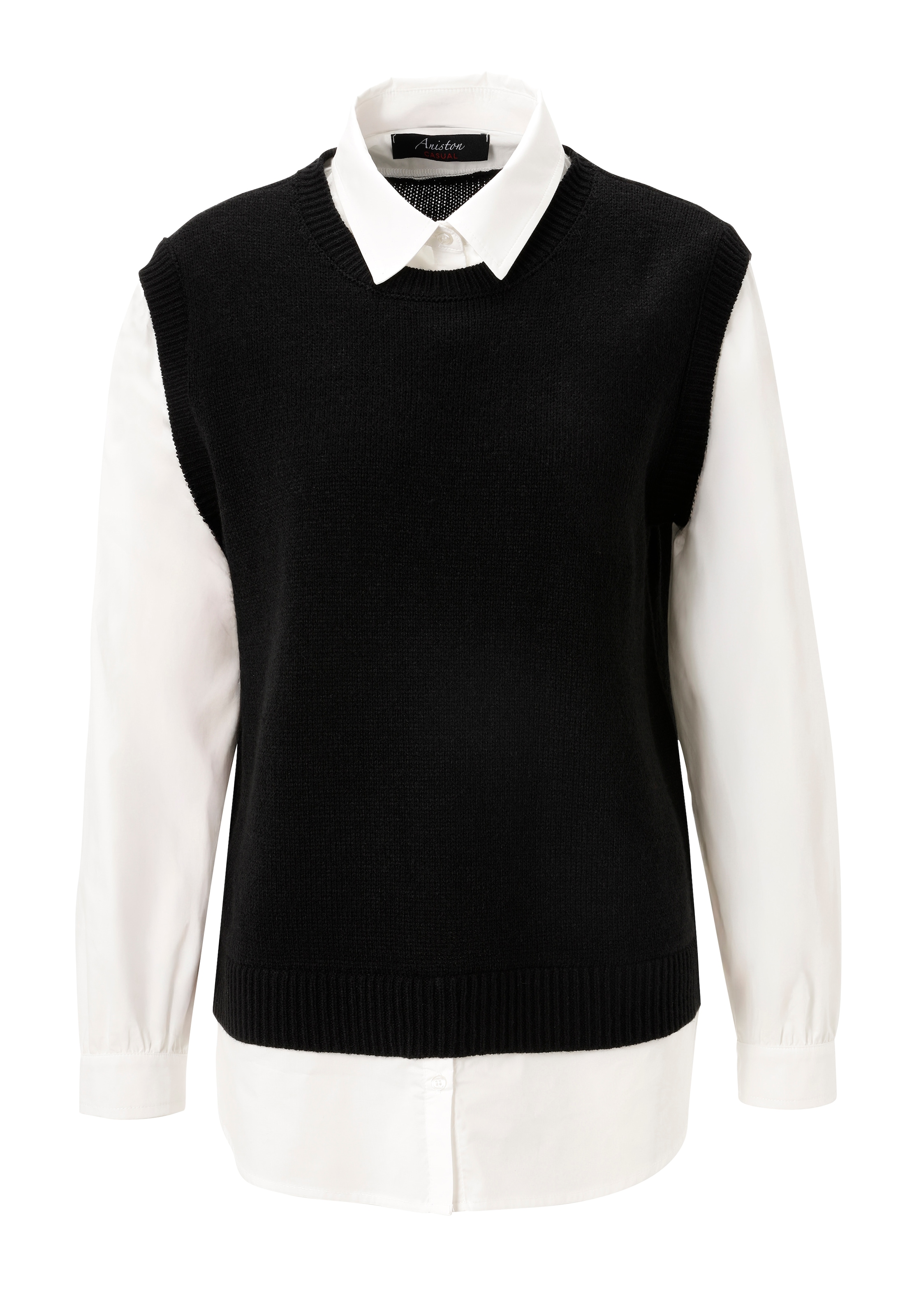 Aniston CASUAL Pull en tricot mit Bluseneinsatz - NEUE KOLLEKTION