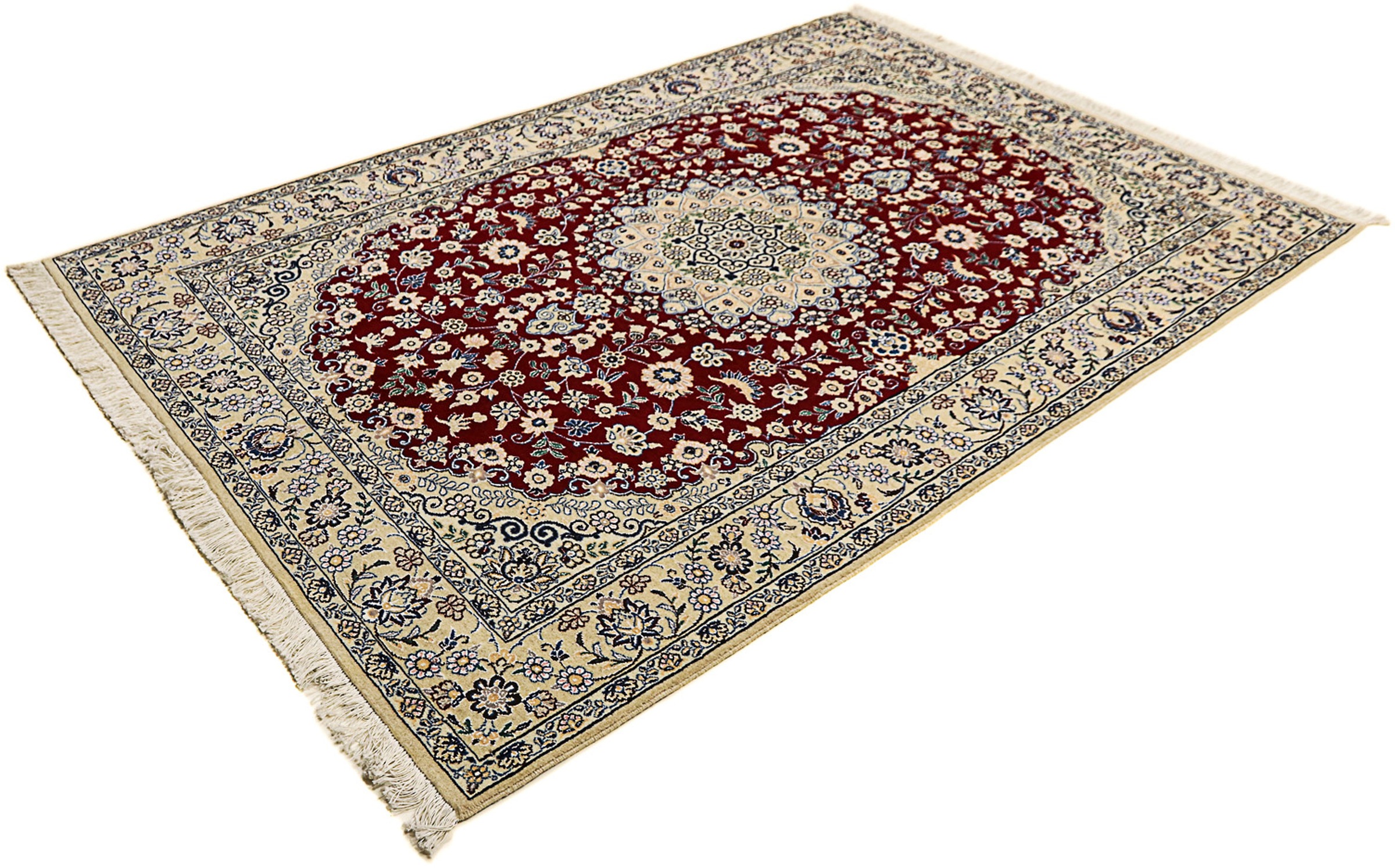 Image of morgenland Orientteppich »Perser - Nain - Royal - 218 x 156 cm - dunkelrot«, rechteckig, 10 mm Höhe, Wohnzimmer, Handgeknüpft, Einzelstück mit Zertifikat bei Ackermann Versand Schweiz