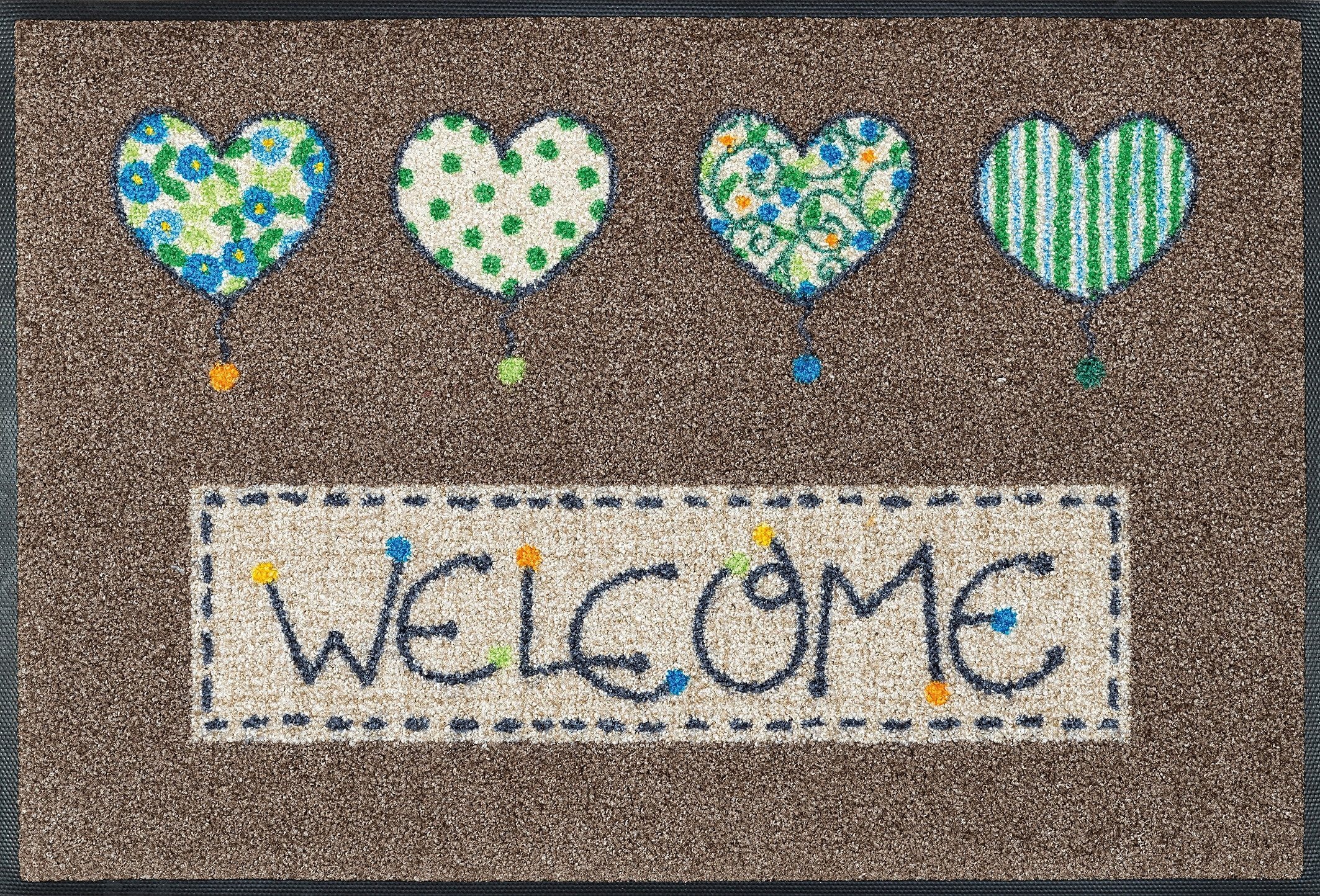 Image of wash+dry by Kleen-Tex Fussmatte »Welcome Hearts«, rechteckig, 9 mm Höhe, Schmutzfangmatte, Motiv Herzen, mit Spruch, In- und Outdoor geeignet, waschbar bei Ackermann Versand Schweiz