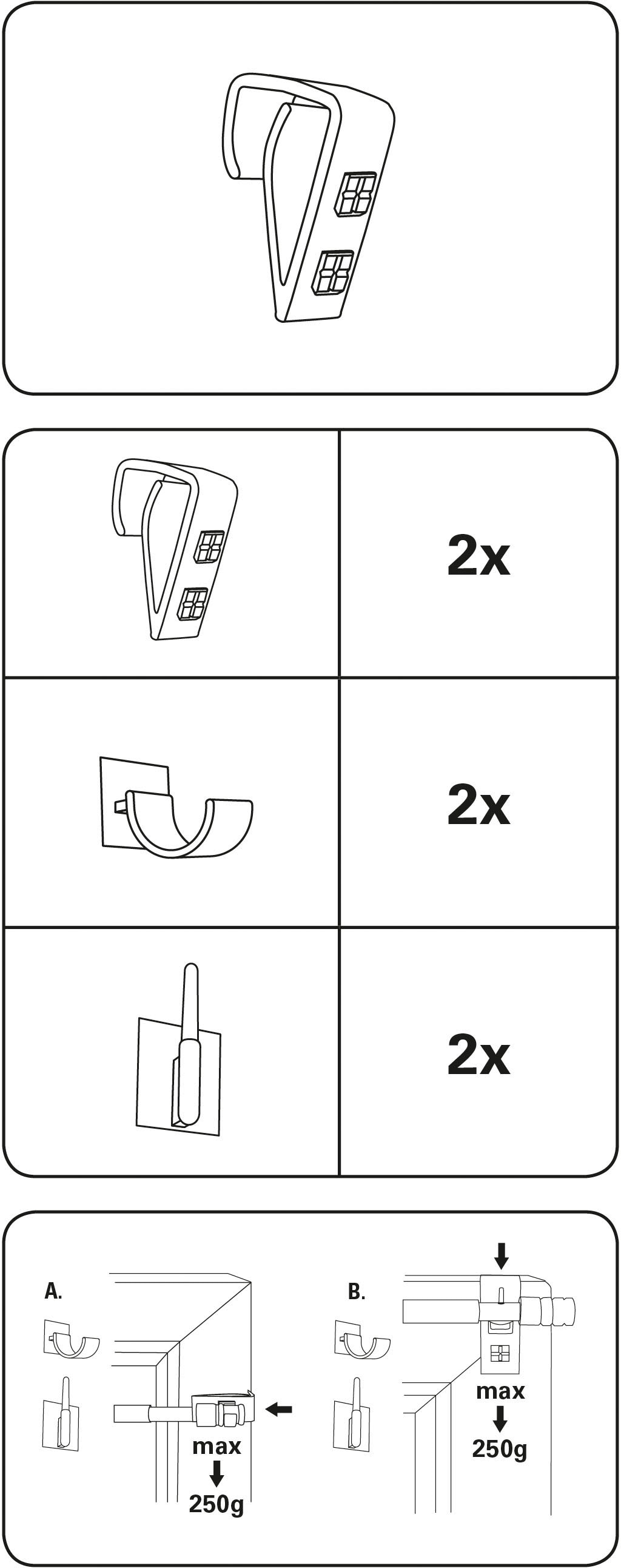 Vitragestangen/Caféhausstangen (2 »Klemmträger kaufen Vitrage«, Gardinenstangenhalter bequem St.), Click Easy Zubehör GARDINIA