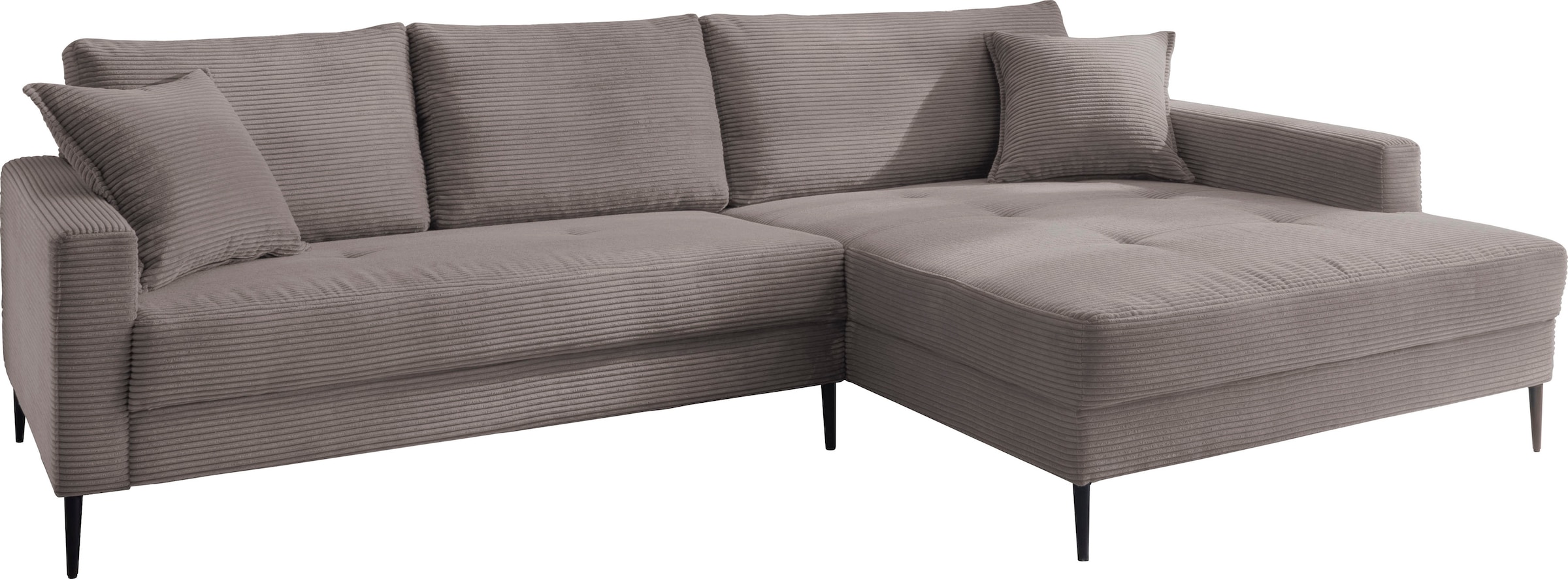Trends by HG Ecksofa »Summer L-Form«, in Cord-Stoff mit Metallfuss