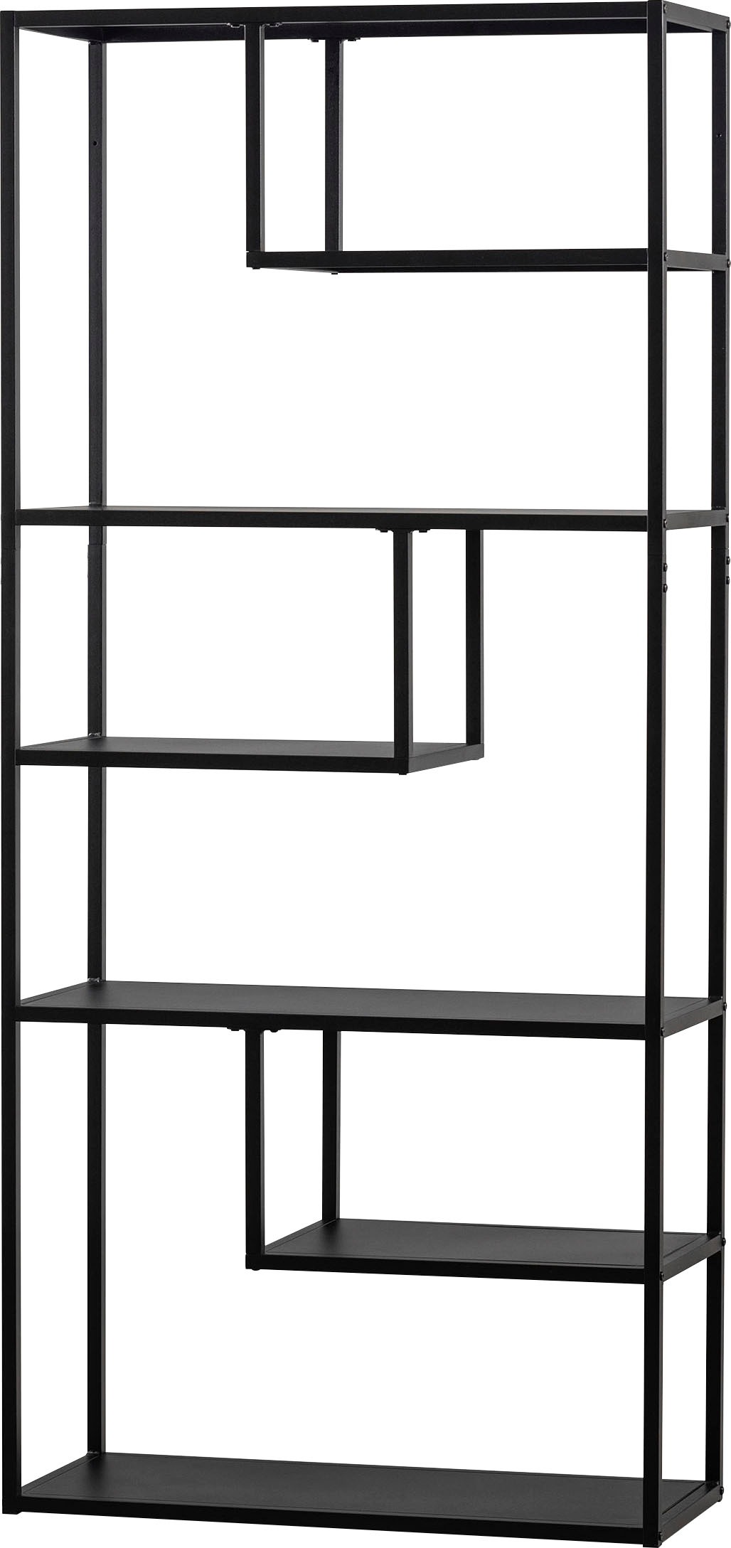 Image of WOOOD Bücherregal "Teun Metall pulverbeschichtet, H 188 x B 85 x T 35 cm" Tragkraft 30 kg pro Boden, Wandbefestigung, Pfleigleicht