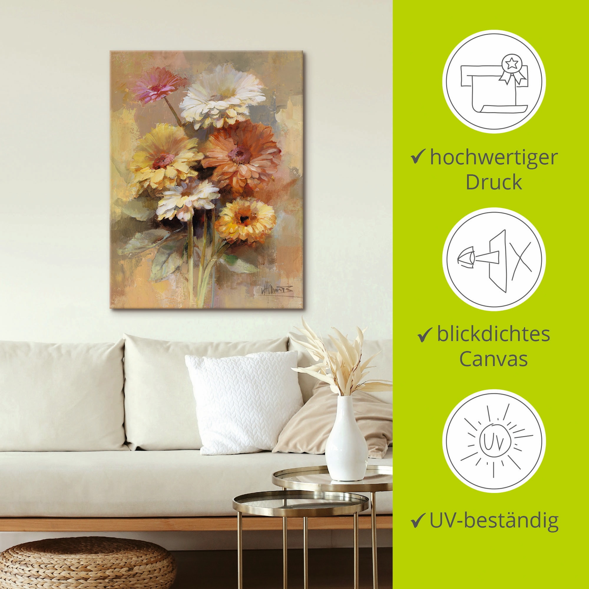 Artland Leinwandbild »Blumenstrauss I« Blumen 1 Stk. tlg. auf Holzrahmen gespannt