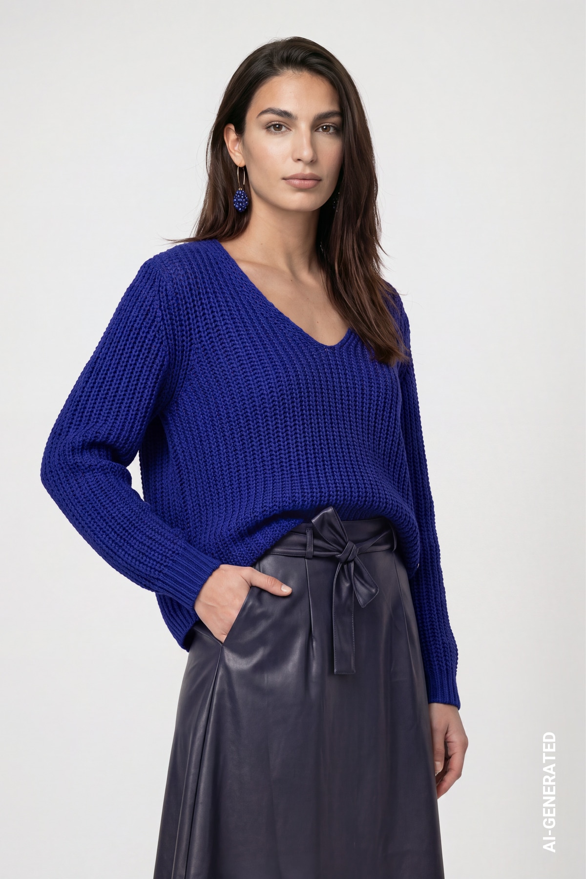 Image of Monari Strickpullover "Pullover Chenille" Regular fit mit V-Ausschnitt