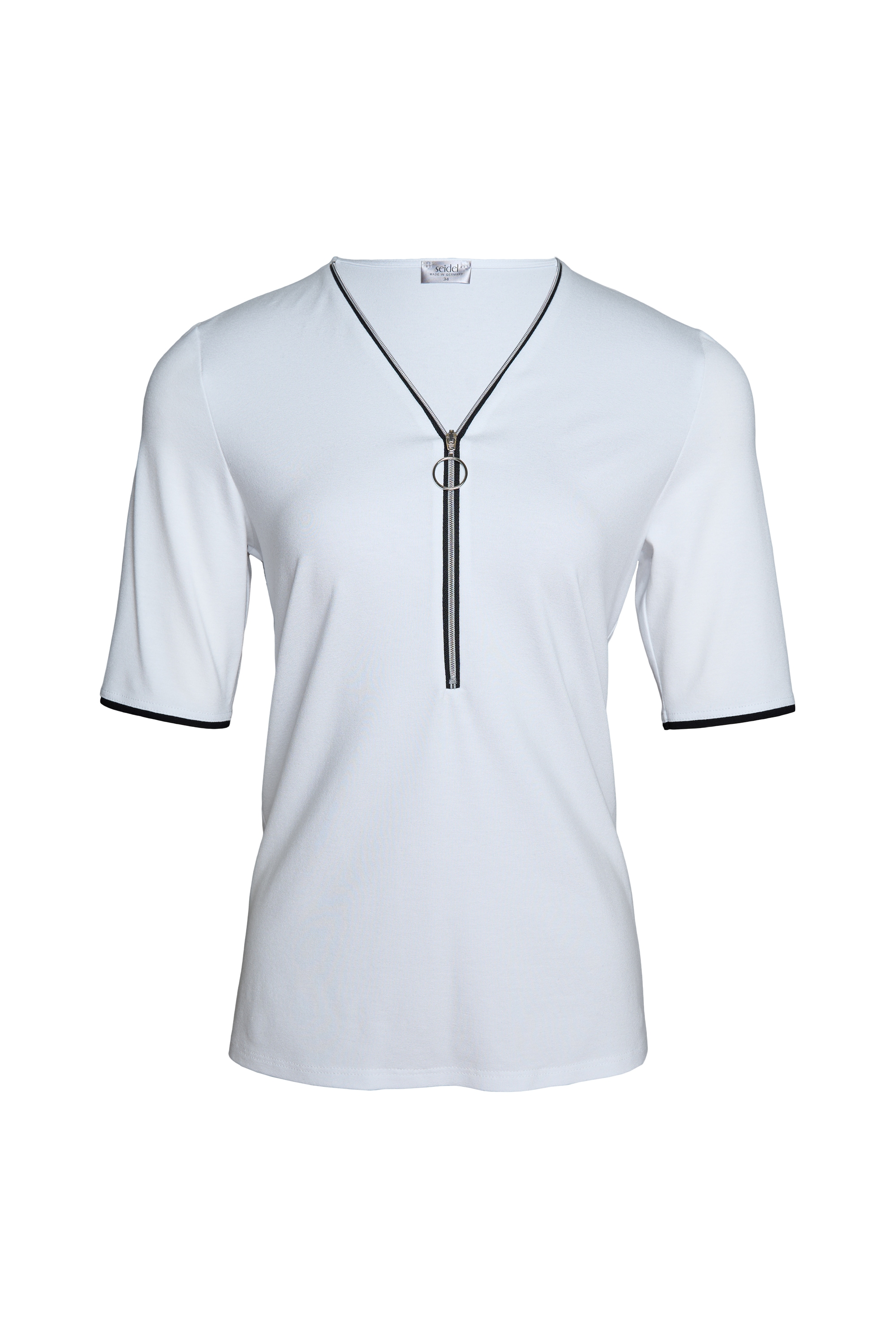 Seidel Moden T-shirt en V mit Reissverschluss am Kragen - MADE IN GERMANY
