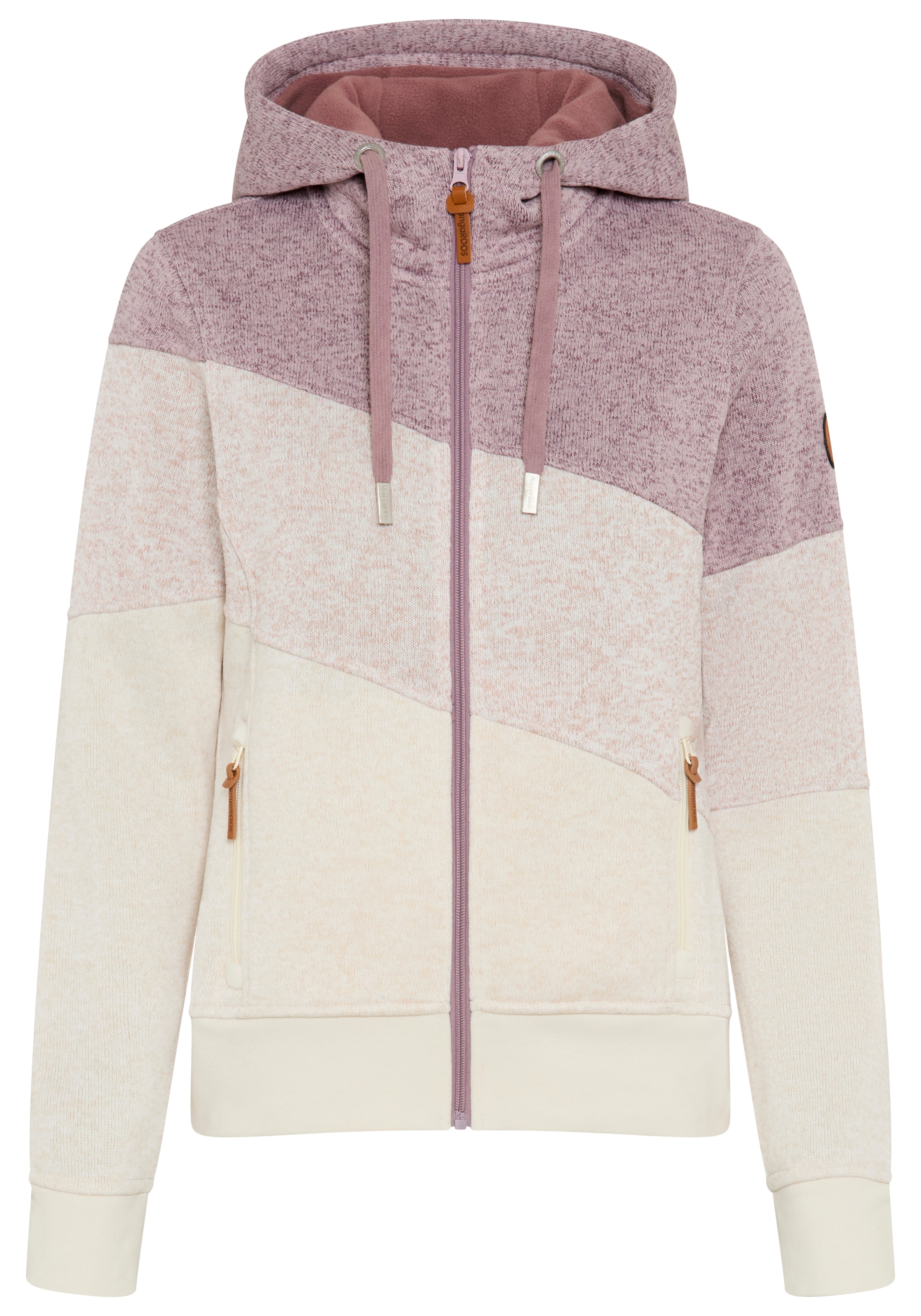 KangaROOS Veste en laine polaire avec capuche veste en polaire tricotée color block pour la mi-saison