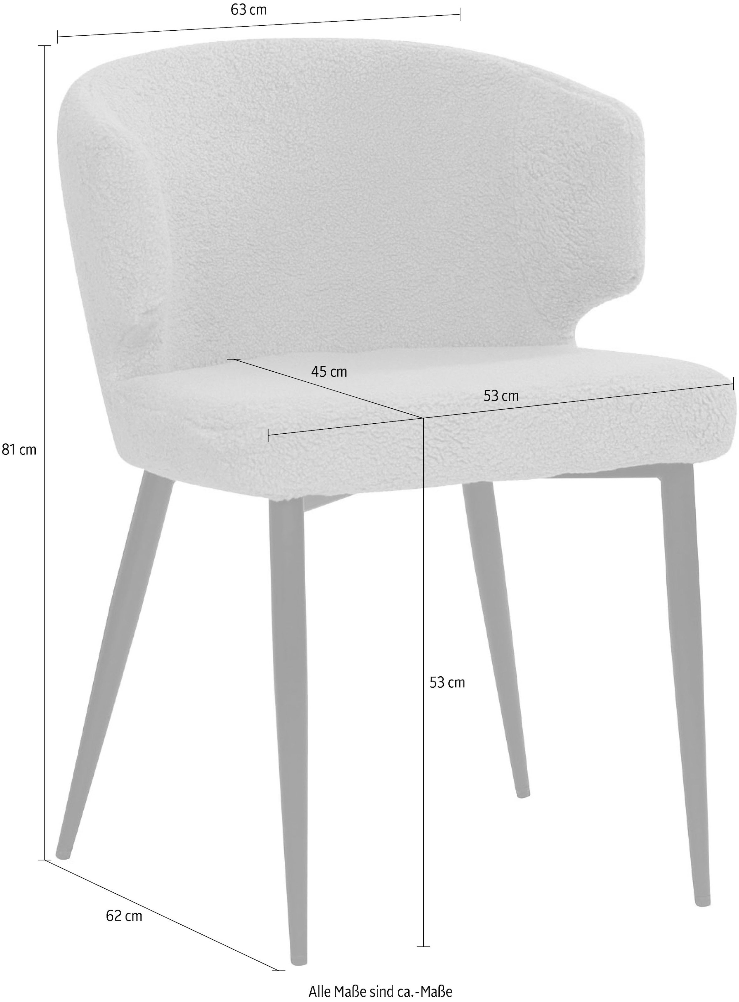 SIT Chaise avec accoudoirs »Detroit 2er-Set mit Teddyfell & schwarzen Metallbeinen« (Ensemble) 2 cuisRevêtement en fourrure Teddy certifié Öko-Tex et accoudoirs confortables