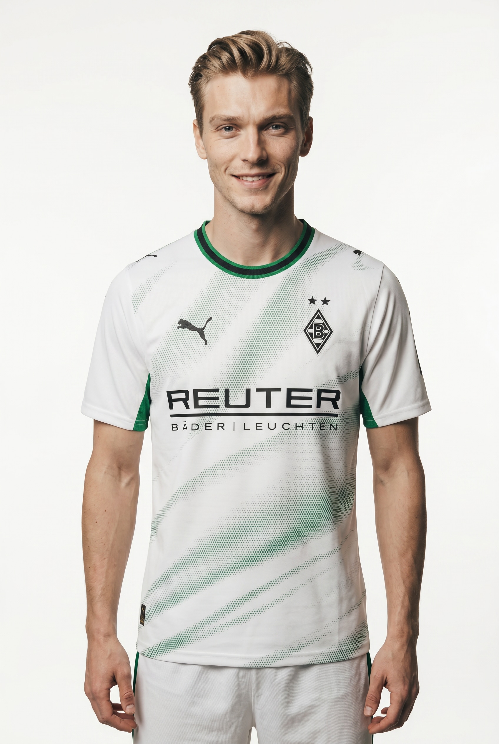 Image of PUMA Fussballtrikot "BMG HOME JERSEY REPLICA" für Erwachsene, mit Rundhalsausschnitt, atmungsaktiv