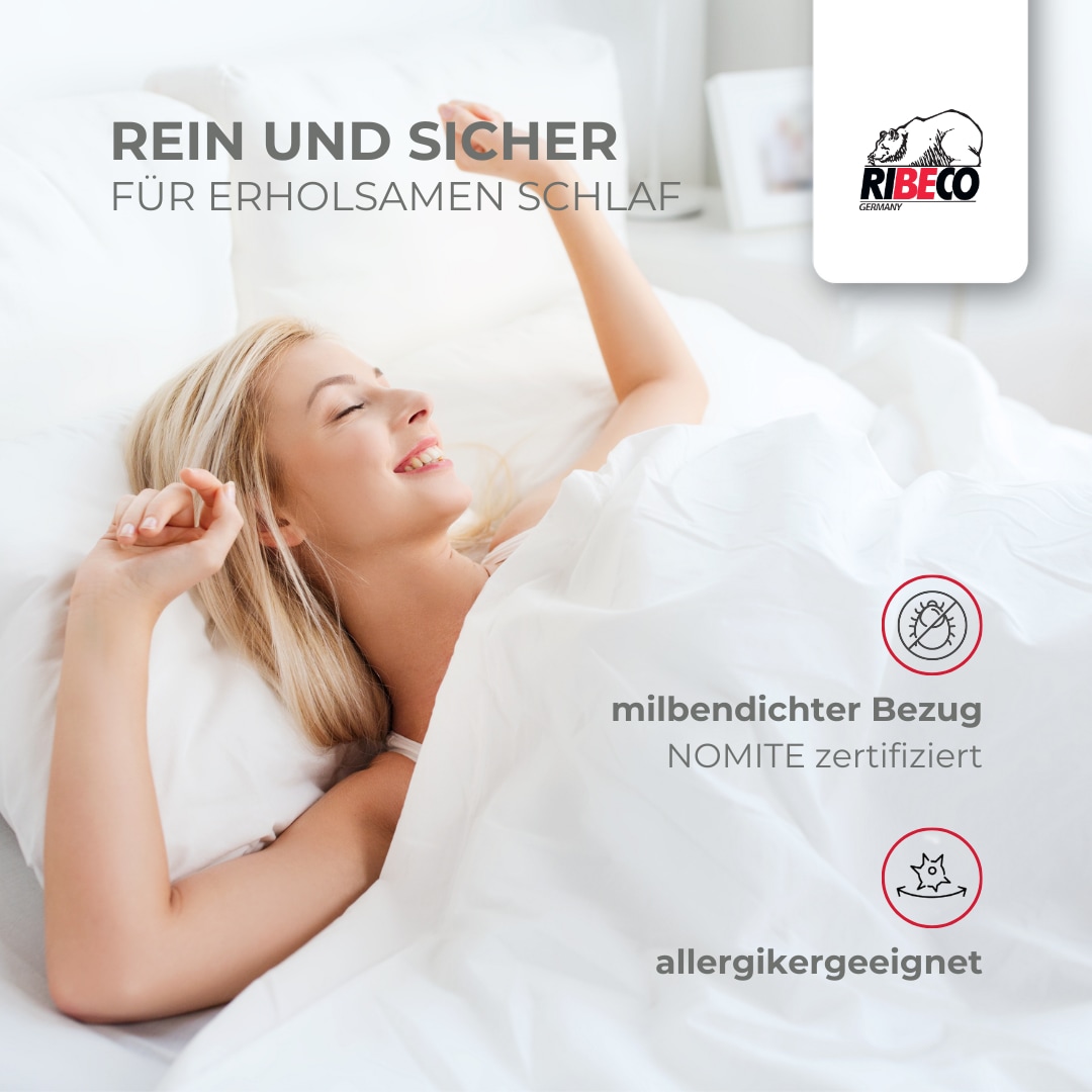 RIBECO Federbettdecke »Laram, Bettdecken für Sommer oder Winter, Made in Germany«, extrawarm, Füllung 90% Federn, 10% Daunen, Bezug Baumwolle, (1 St.), Super Preis-Leistung, Bettdecke 135x200 cm oder 155x220 cm, Decke