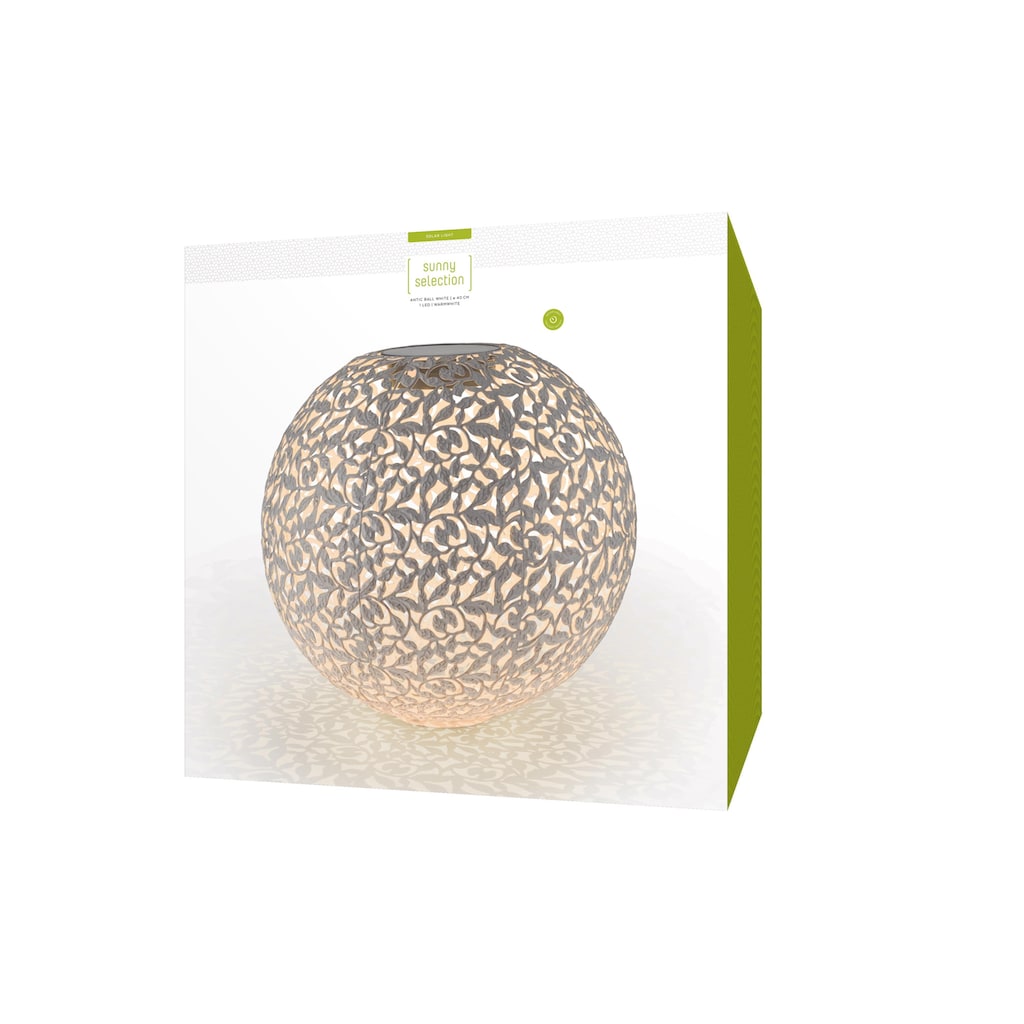 STT LED Gartenleuchte »Ball Solar Antic 40 cm Weiss«