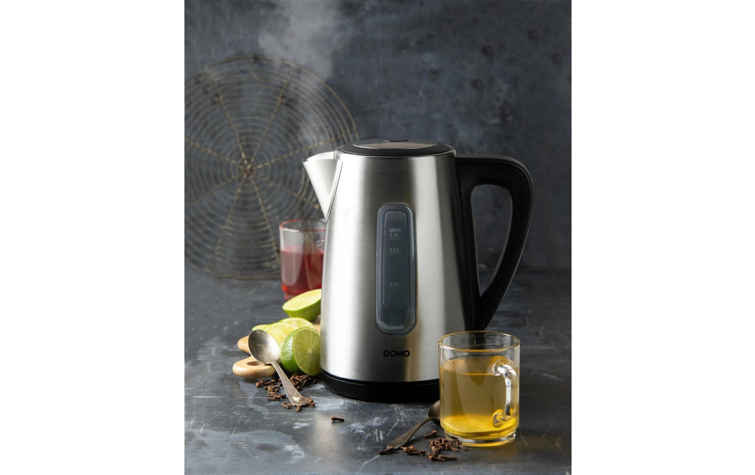 Domo Wasserkocher »DO738WK 1,7 l« 1,7 l 2200 W mit 360° Sockel, Abschaltautomatik und entnehmbarem Kalkfilter