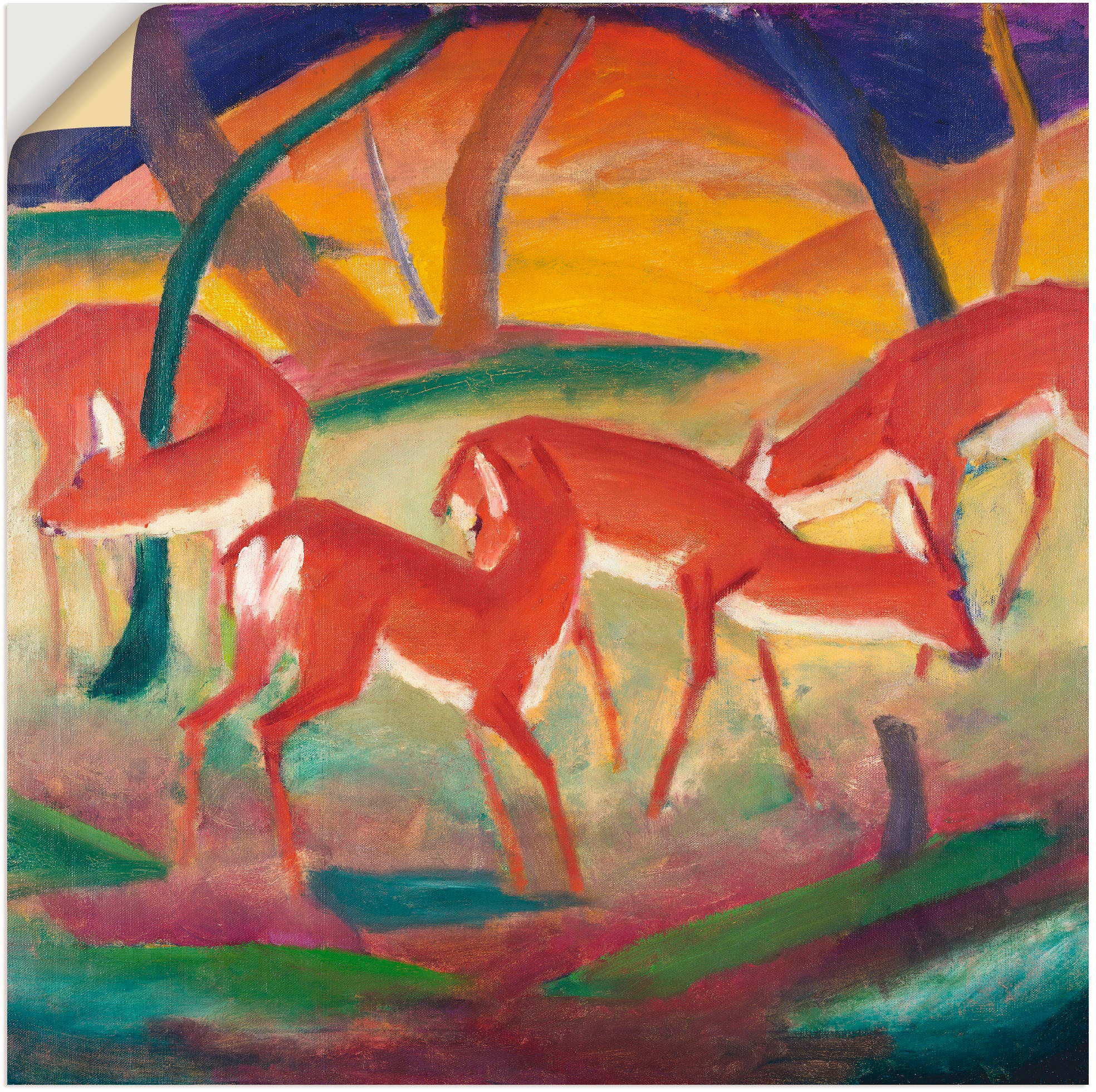 Image of Artland Wandbild »Rote Rehe I. 1910«, Wildtiere, (1 St.), in vielen Grössen & Produktarten - Alubild / Outdoorbild für den Aussenbereich, Leinwandbild, Poster, Wandaufkleber / Wandtattoo auch für Badezimmer geeignet bei Ackermann Versand Schweiz