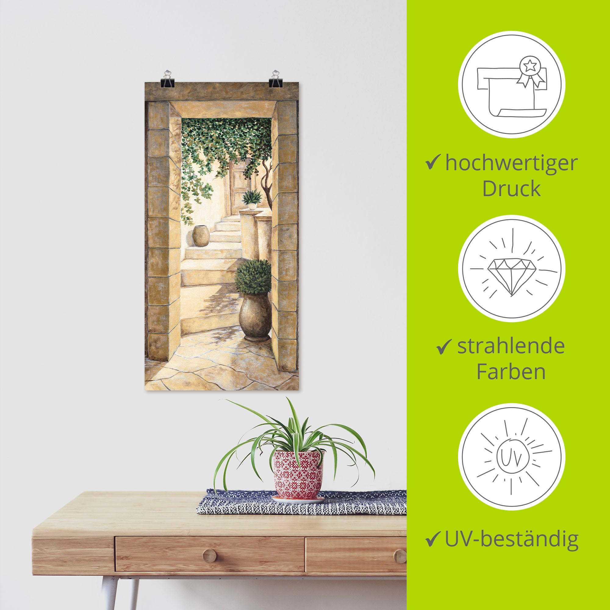 Artland Wandbild »Eingang - Fresco«, Fenster & Türen, (1 St.), als Alubild, Outdoorbild, Leinwandbild, Poster, Wandaufkleber