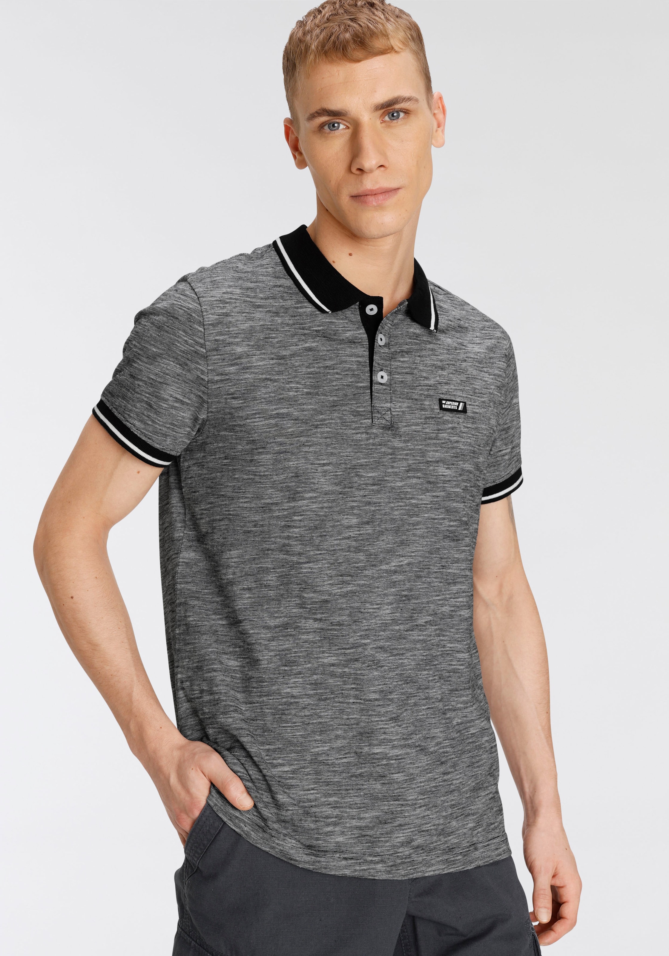 AJC Poloshirt, Details mit Kragen versandkostenfrei Ärmeln und kontrastfarbenen auf an