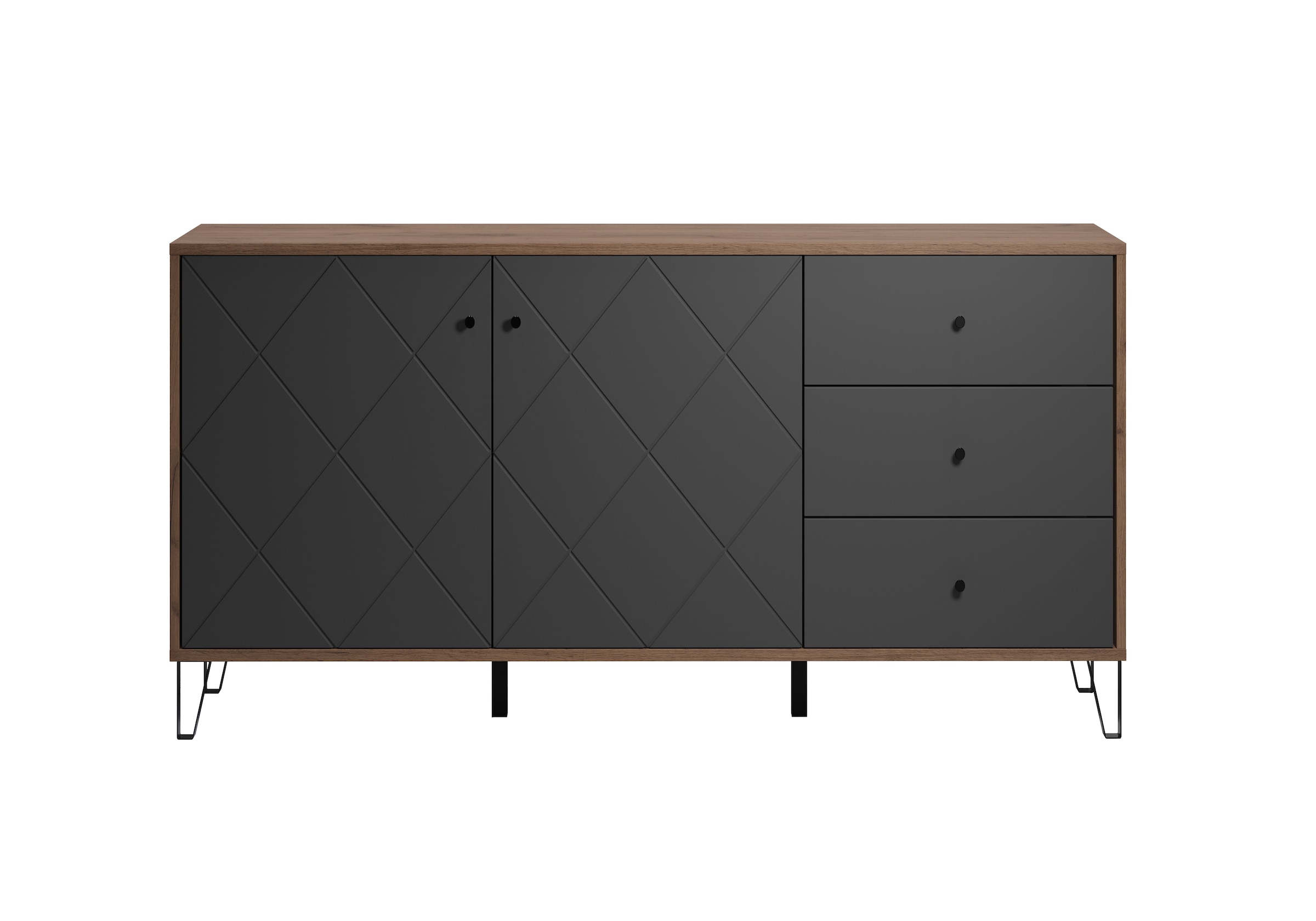Places of Style Sideboard »Molveno«, (1 St.), aussergewöhnliches Design mit strukturierten Fronten, Soft-Close