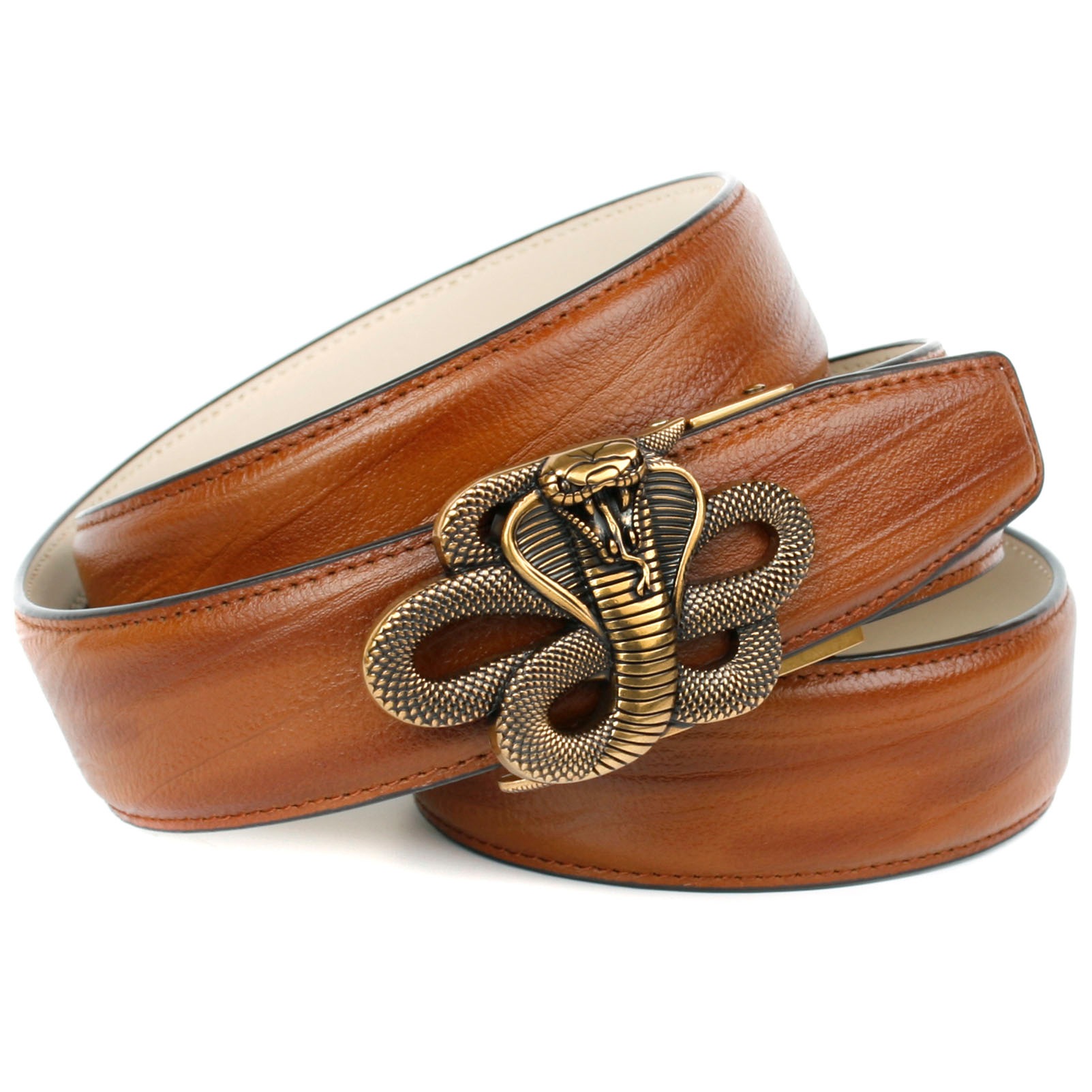 Image of Anthoni Crown Ledergürtel, mit messingfarbener Schlangenschnalle bei Ackermann Versand Schweiz