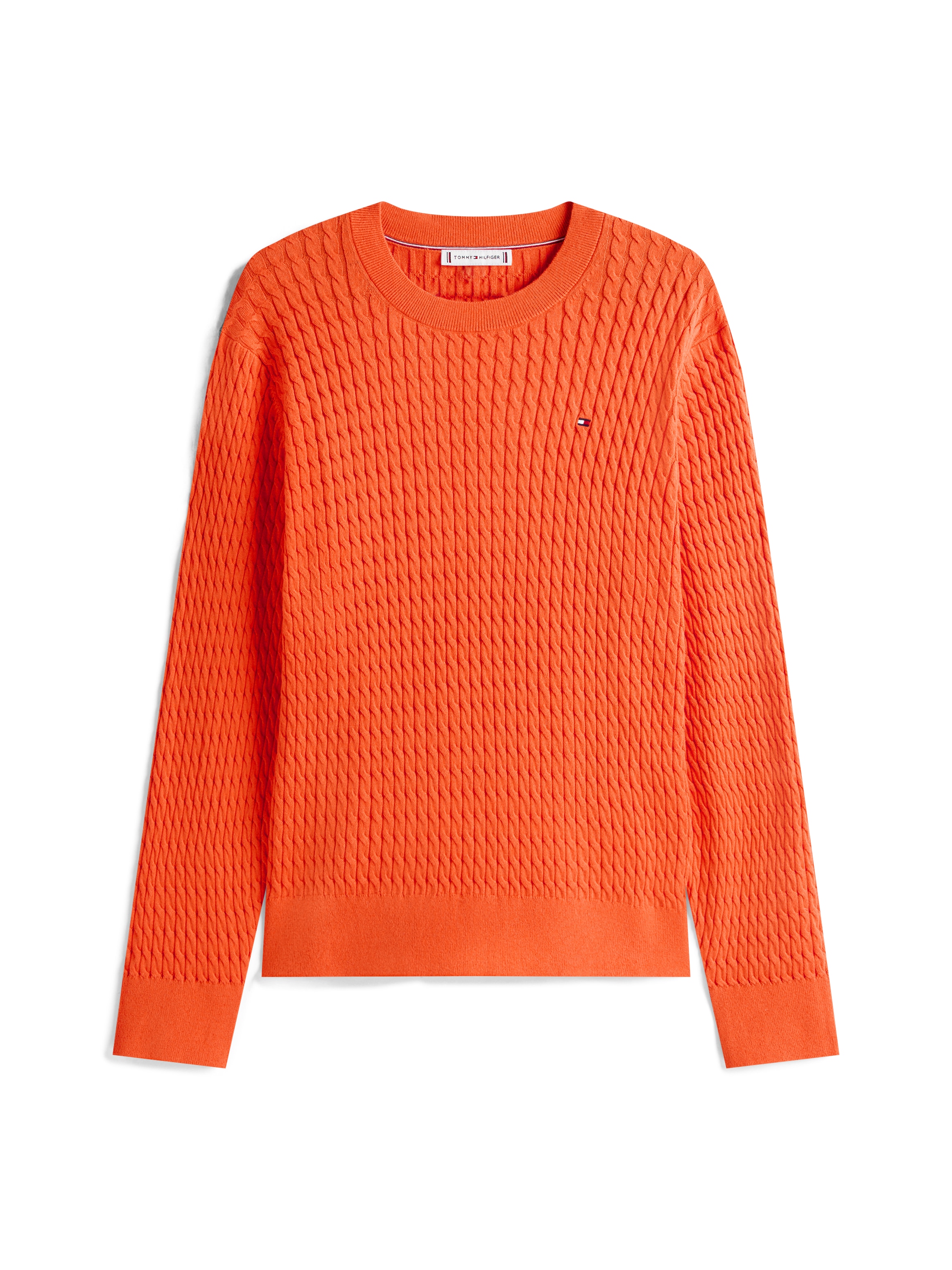 Tommy Hilfiger Curve Strickpullover »CRV CO CABLE FINE GG C-NK LS SWT«, in grossen Grössen, mit Zopfmuster
