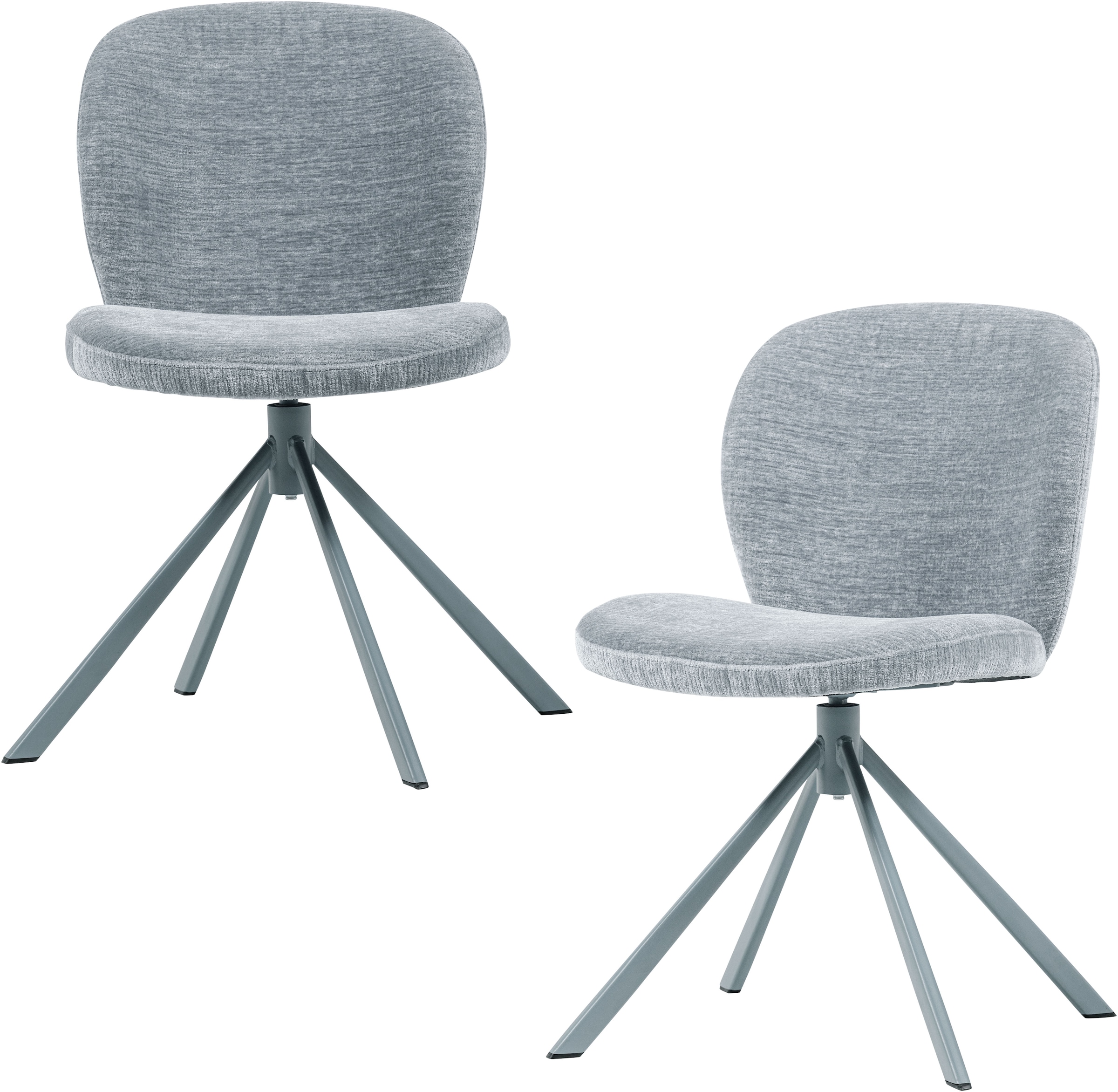 Image of WOOOD Esszimmerstuhl "Femke mit Chenille-Bezug und Drehmechanismus 58 x 65 x 80 cm (2er-Set)" (Set) 2 Stk.Hohe Verschleissfestigkeit, Tragkraft 120 kg, Lieferung im Zweierpack