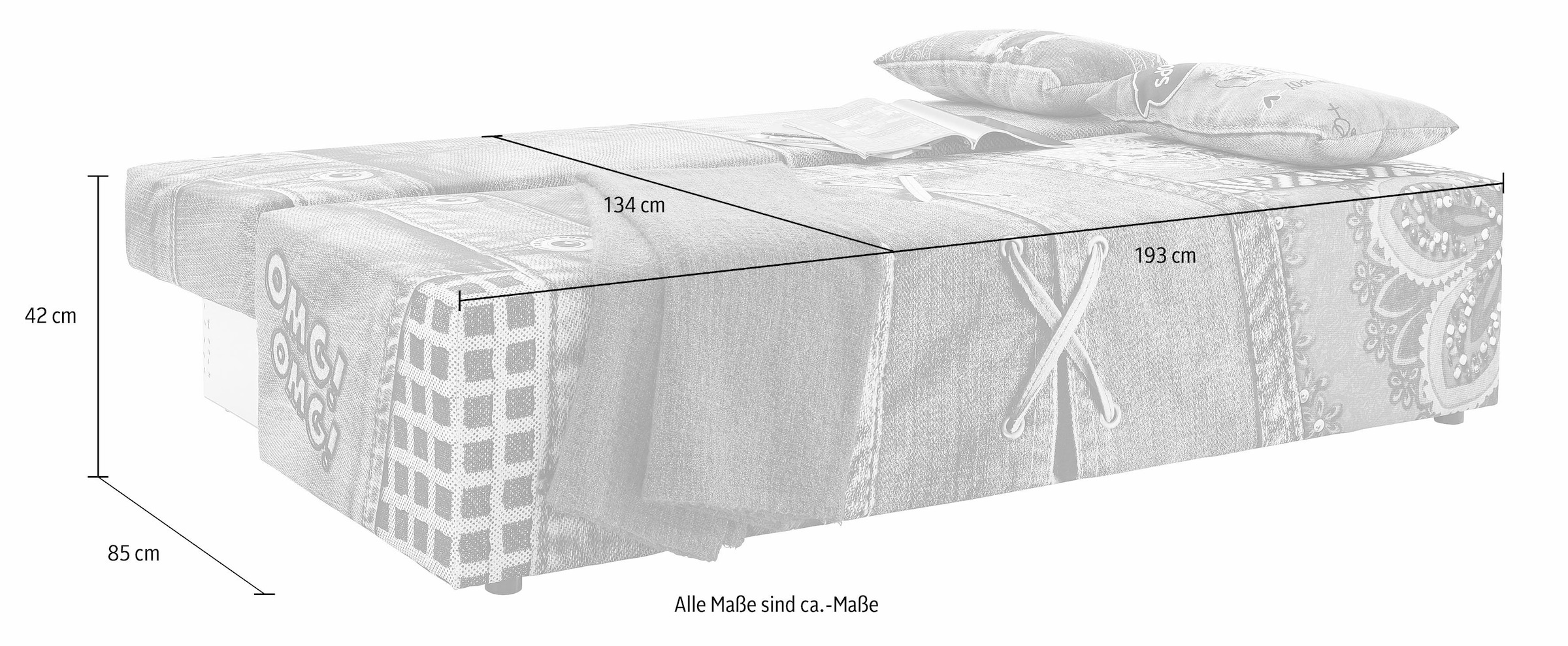 exxpo - sofa fashion Schlafsofa »Extravagantes Sofa für Individualisten mit Bettfunktion und Bettkasten«, in aussergewöhnlichen Bezugsvarianten, Solitärmöbel