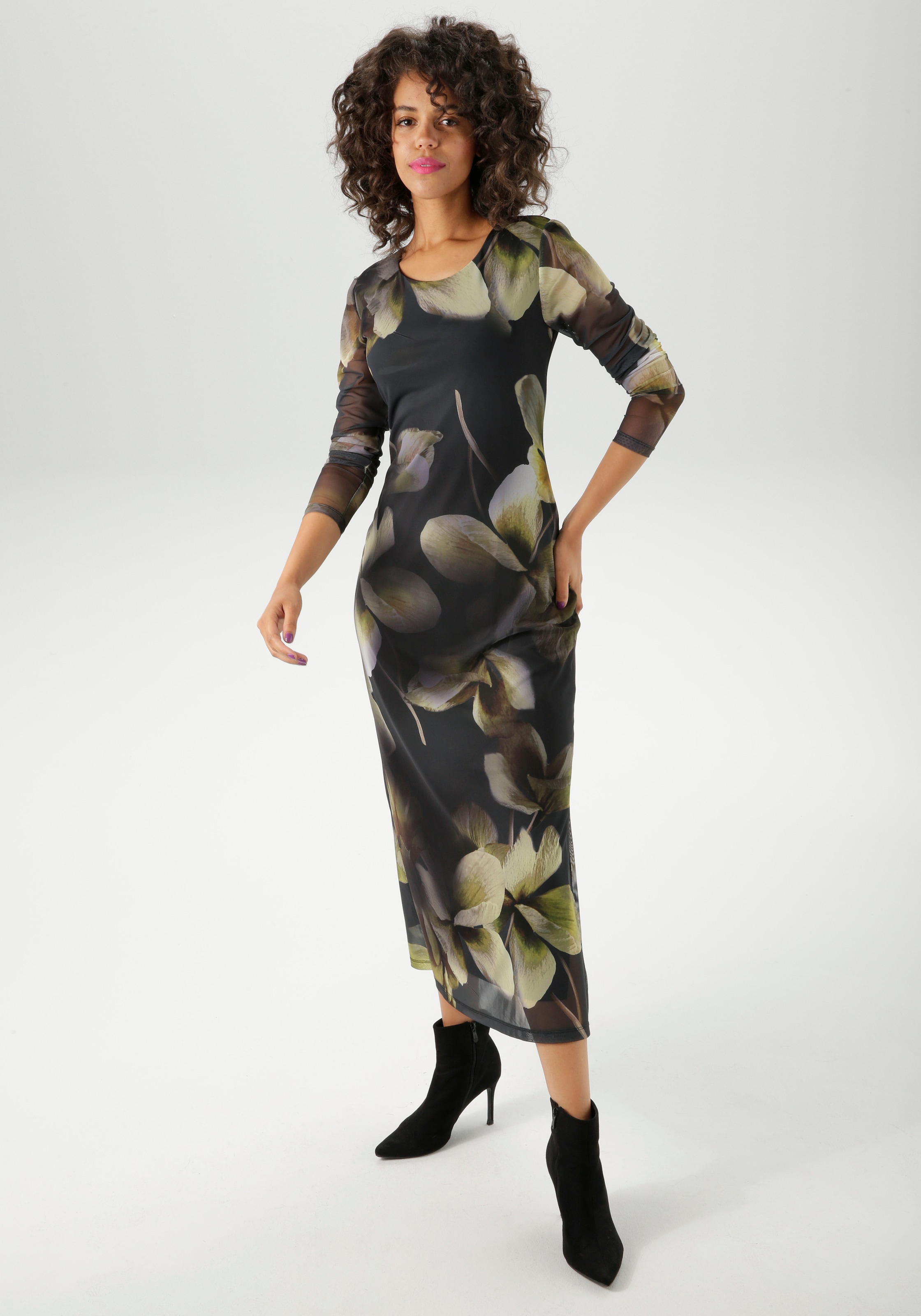 Aniston CASUAL Maxikleid, mit grossflächigen Batik-Blüten bedruckt - NEUE KOLLEKTION