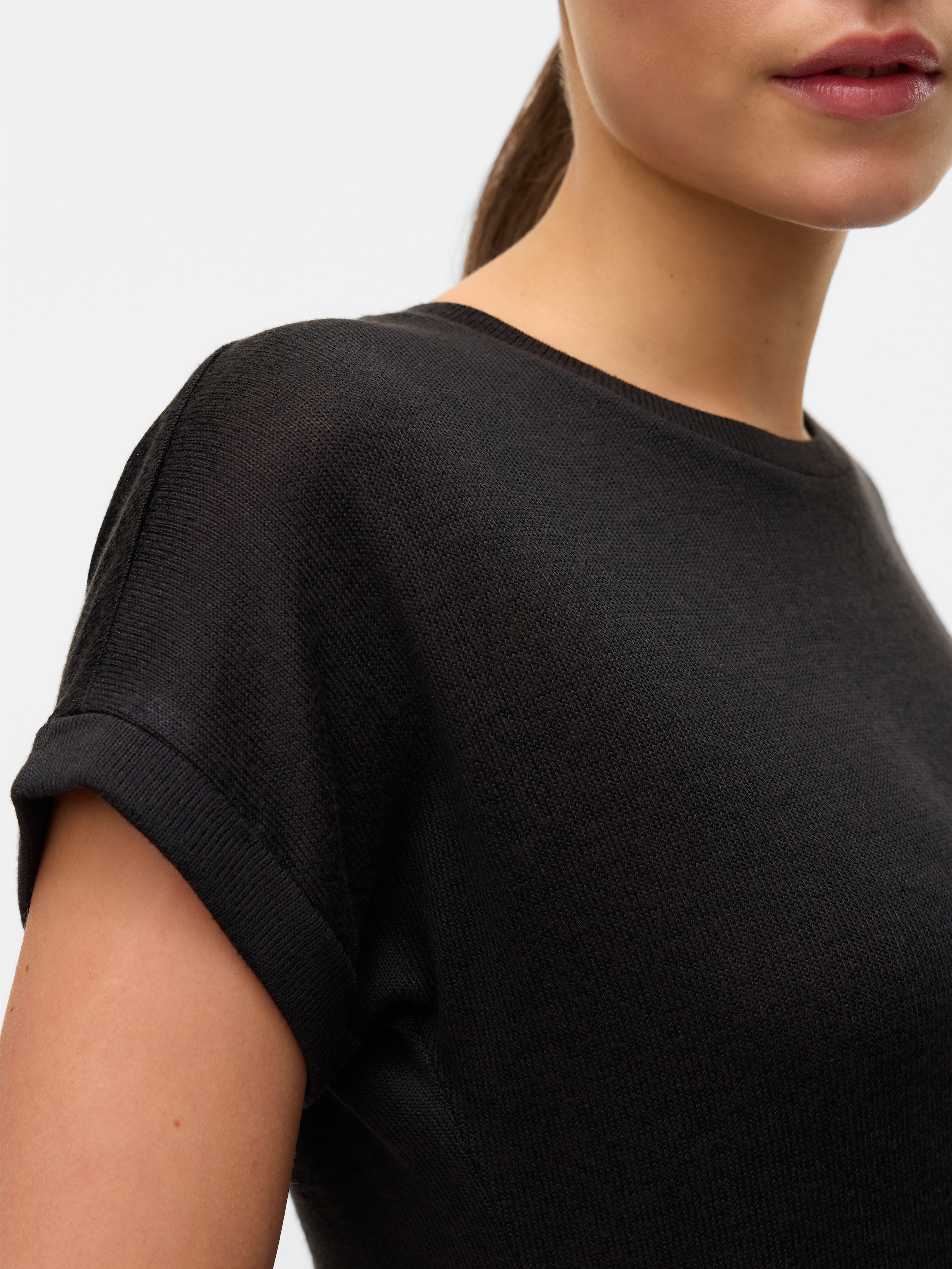 Vero Moda Pull à manches courtes »VMBRIANNA SS O-NECK PULLOVER BOO  REP« mit überschnittenen Schultern mit Umschlagsaum