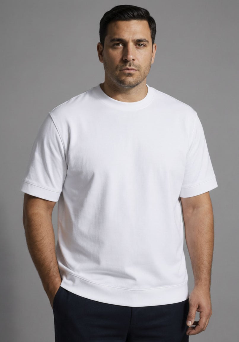 Man's World Plus Rundhalsshirt »auch in Grosse Grössen bis Gr. 7XL Bauch-Fit mit breitem Saumbündchen« 2er-Pack,  Regular Fit, Kurzarm, unifarben, auch in grossen Grössen