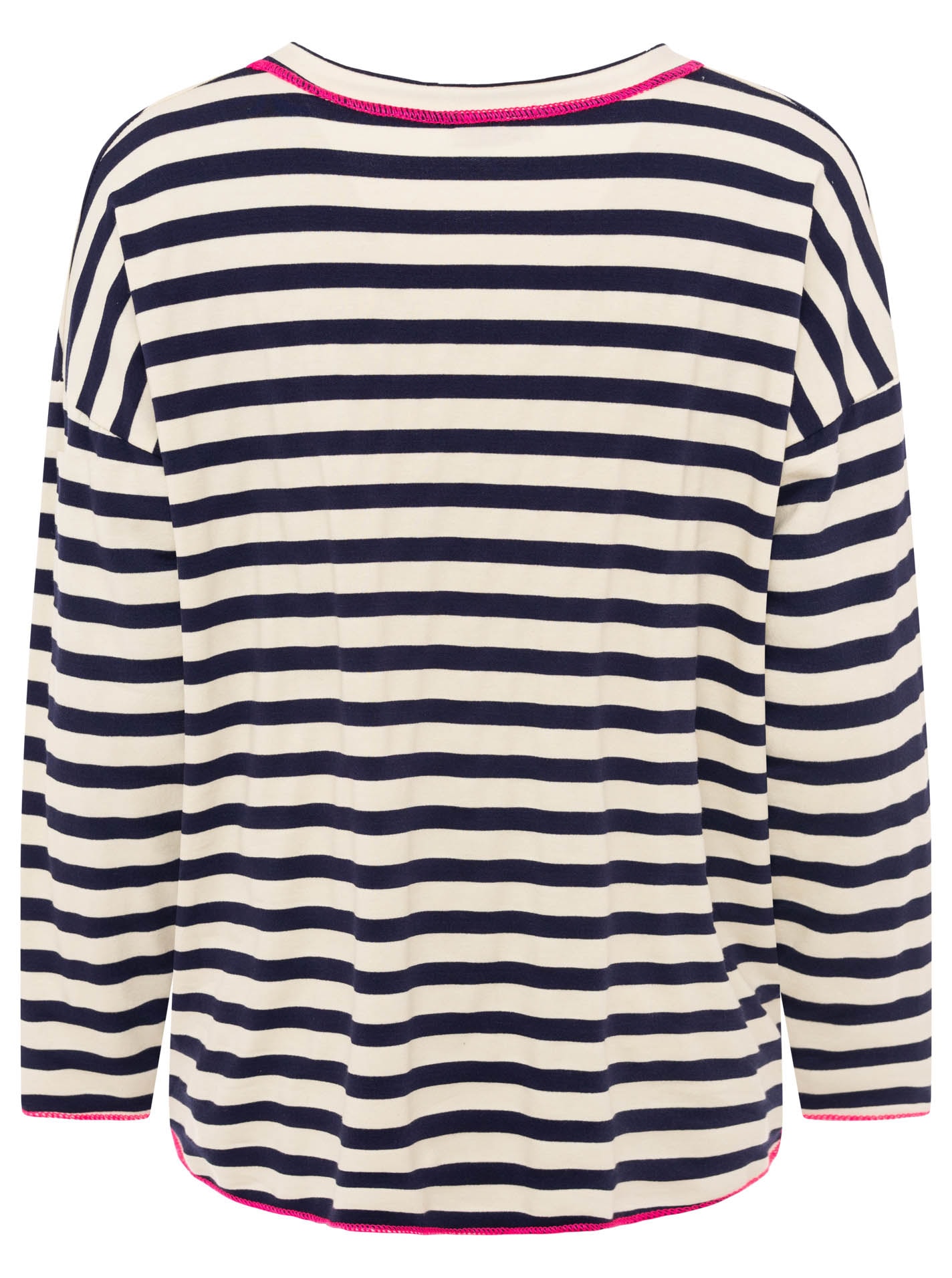 Zwillingsherz Sweatshirt »"Neon Streifen"«, offene Kanten für Used-Look, One-Size, Kontrastnaht, V-Neck
