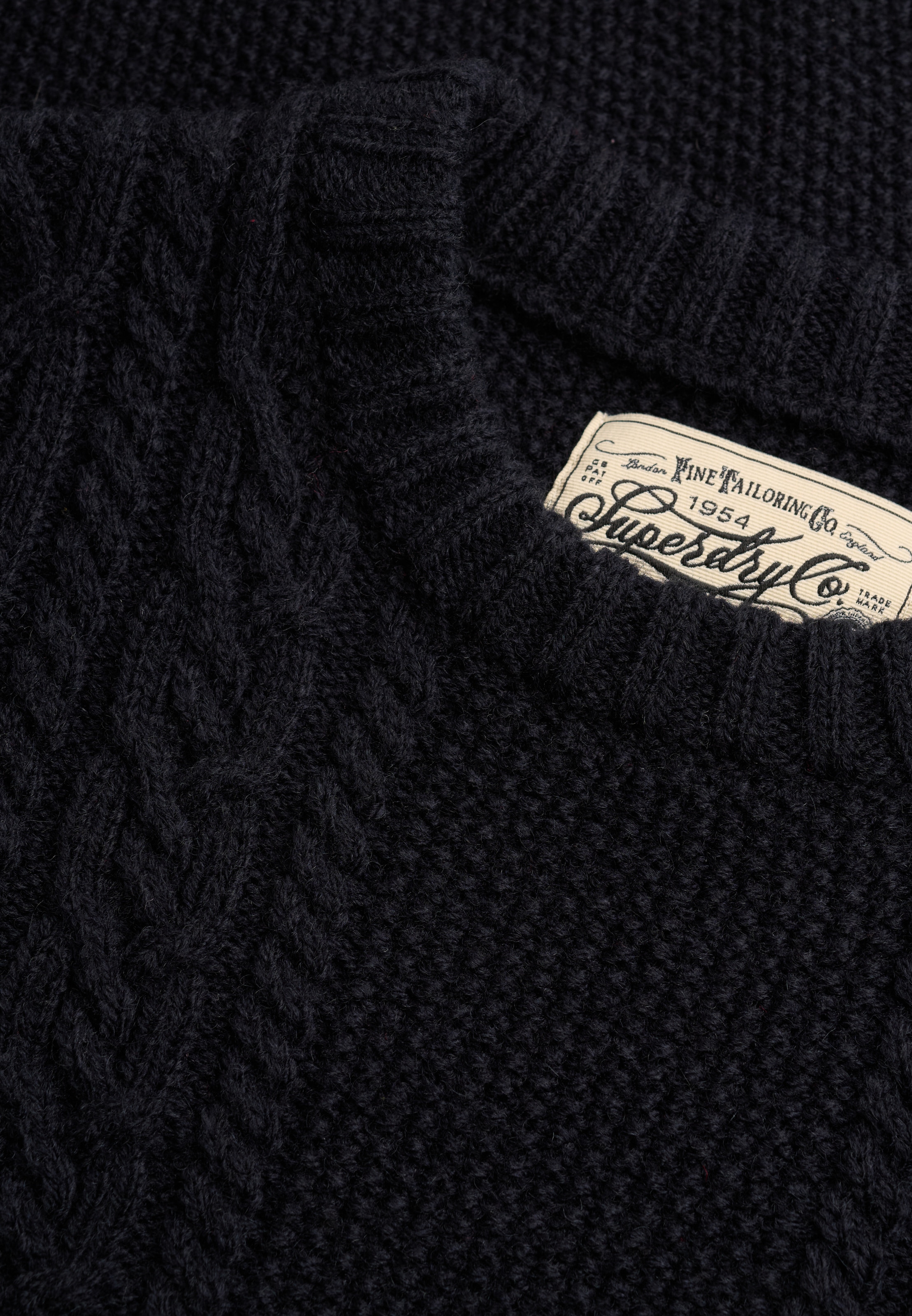 Superdry Rundhalspullover »JACOB CABLE JUMPER« Materialmix, regular fit