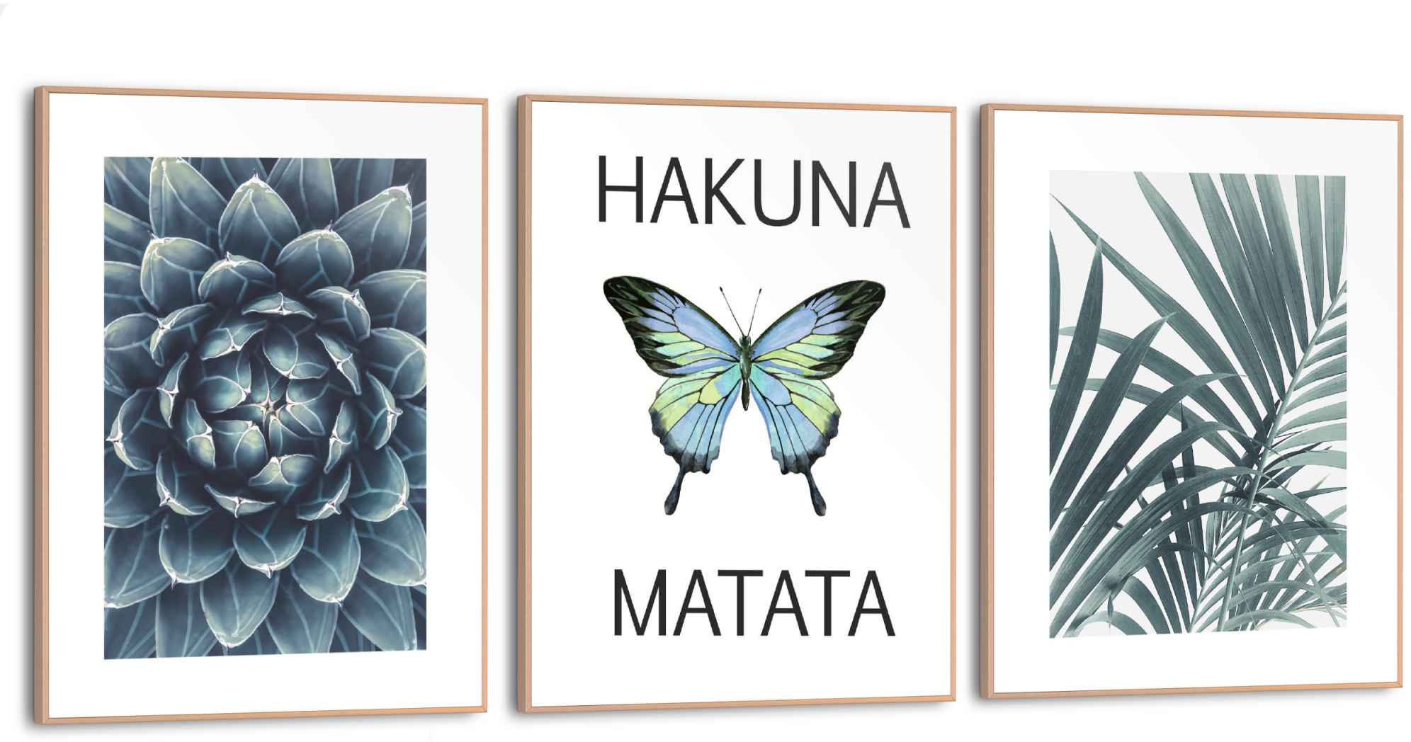 Image of Reinders! Wandbild »Wandbilder Set Sorglos grün Botanisch - Natur - Sprichwörter - Pflanzen«, Schriftzug, (3 St.) bei Ackermann Versand Schweiz