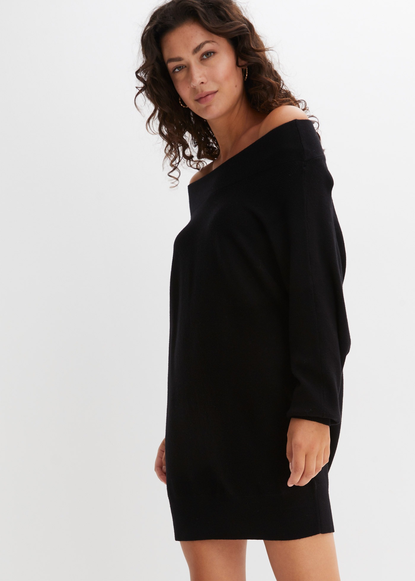 Image of bonprix Strickpullover in Minikleid-Länge, Off‑Shoulder‑Design, Viskosemix