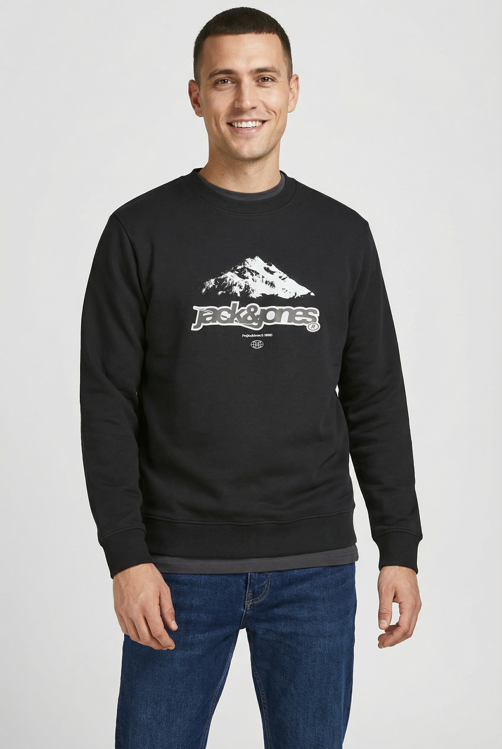 Jack & Jones Kapuzensweatshirt »JCOFLARE FRONT PRINT SWEAT CREW NECK«
