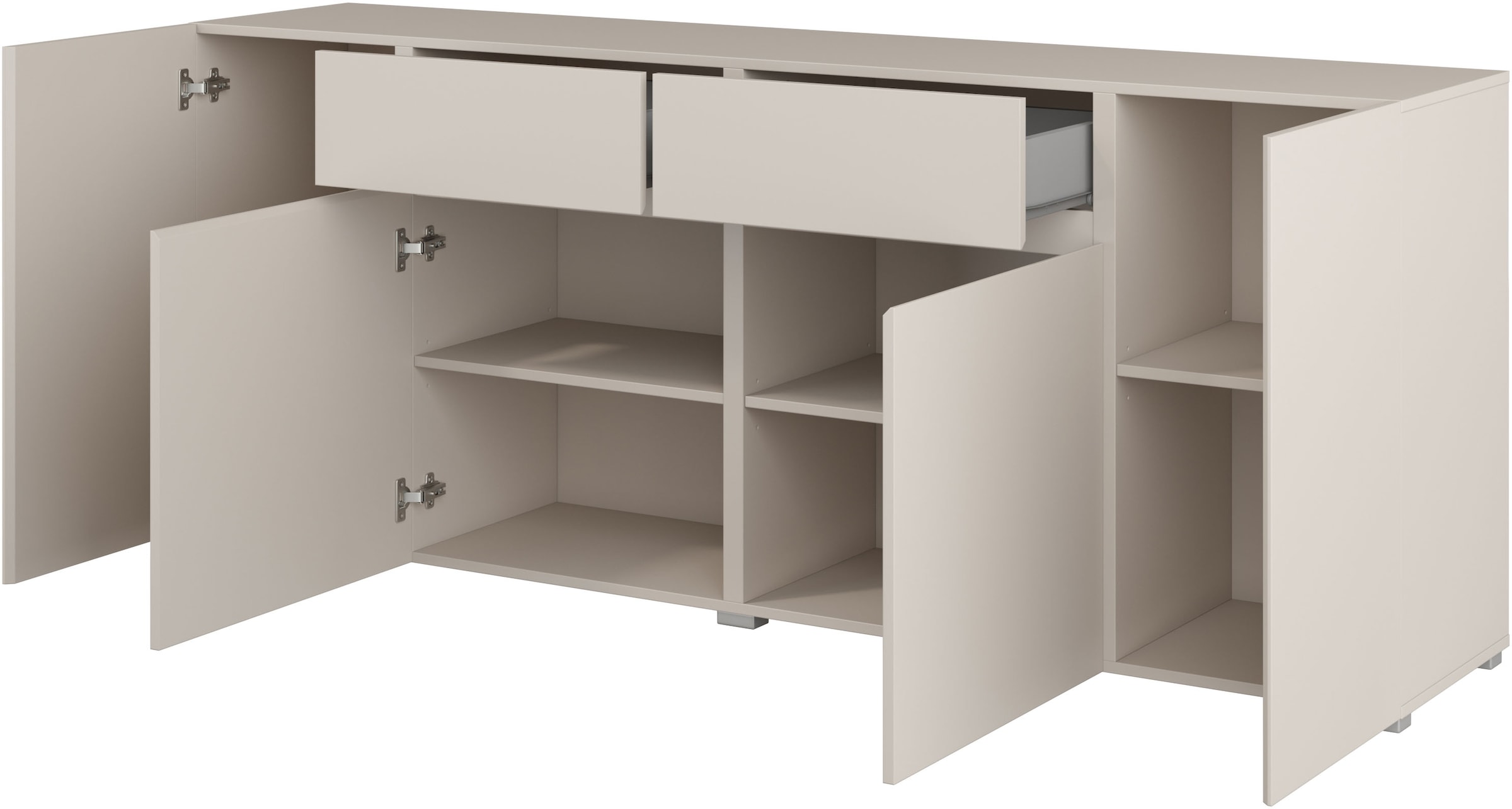 GOODproduct Sideboard »Metric,Breite 195 cm, grifflose Kommode 4 Türen/2 Schubkästen« Schubladenschrank mit viel Stauraum, Einlegeböden verstellbar