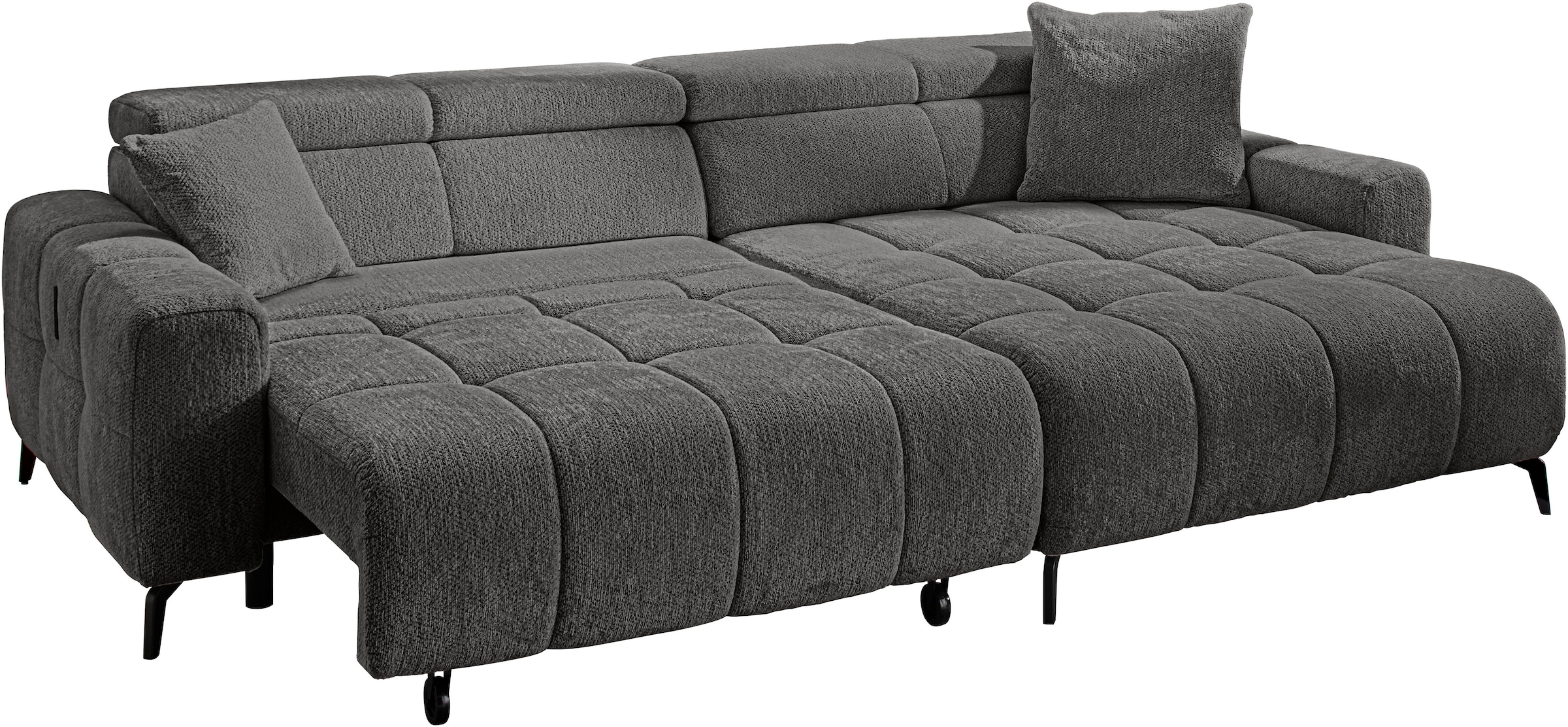 Jockenhöfer Gruppe »Racer L-Form, B: 290 cm, 60 cm elektrische Sitztiefenverstellung« USB-Ports, Kopfstützen verstellbar, Zierkissen, bis 140 kg/Sitz