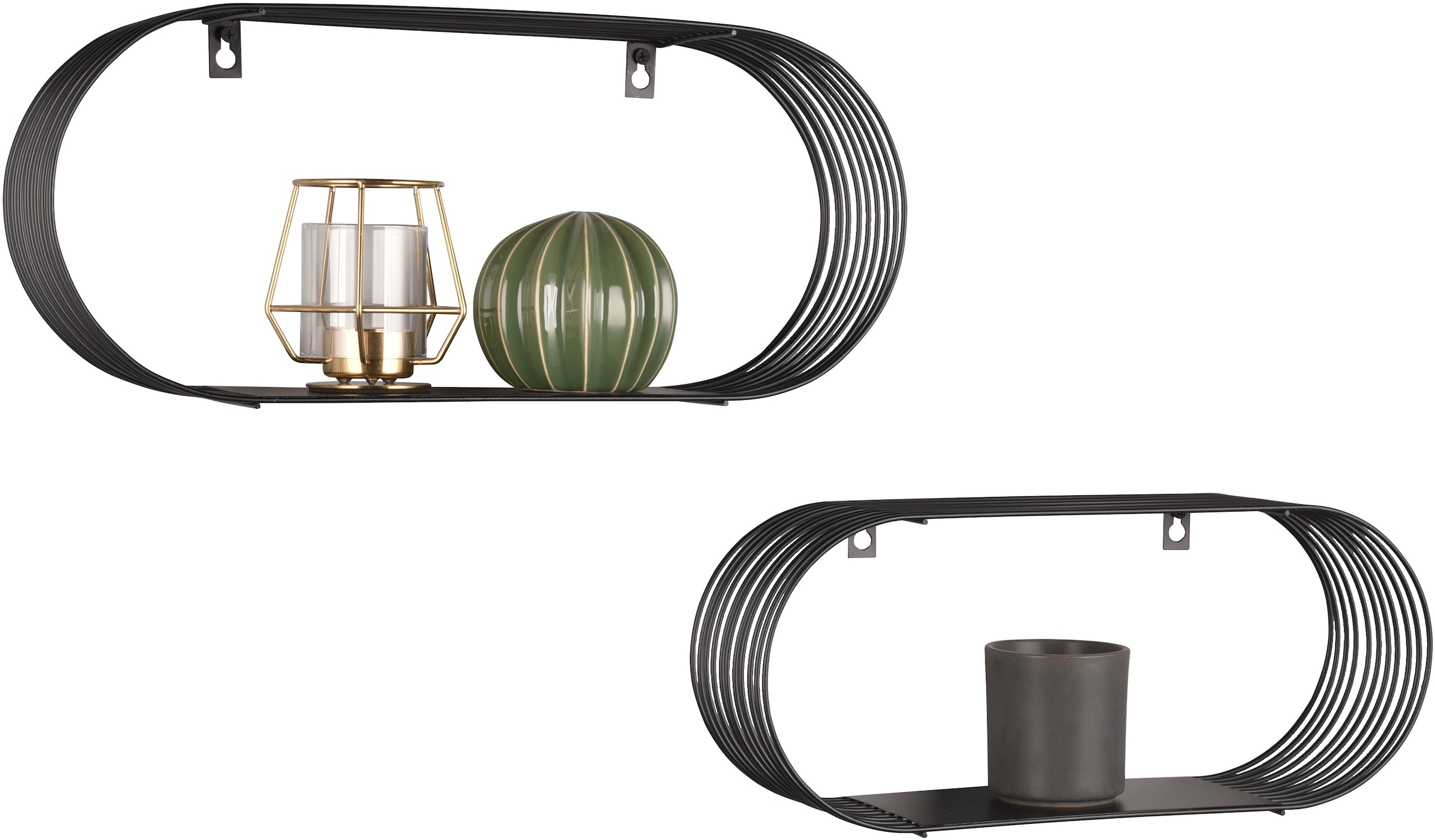 MIRRORS AND MORE Wandregal »Joyce« Set, 2 Stk. tlg. Mit Metallstreben, Wandmontage