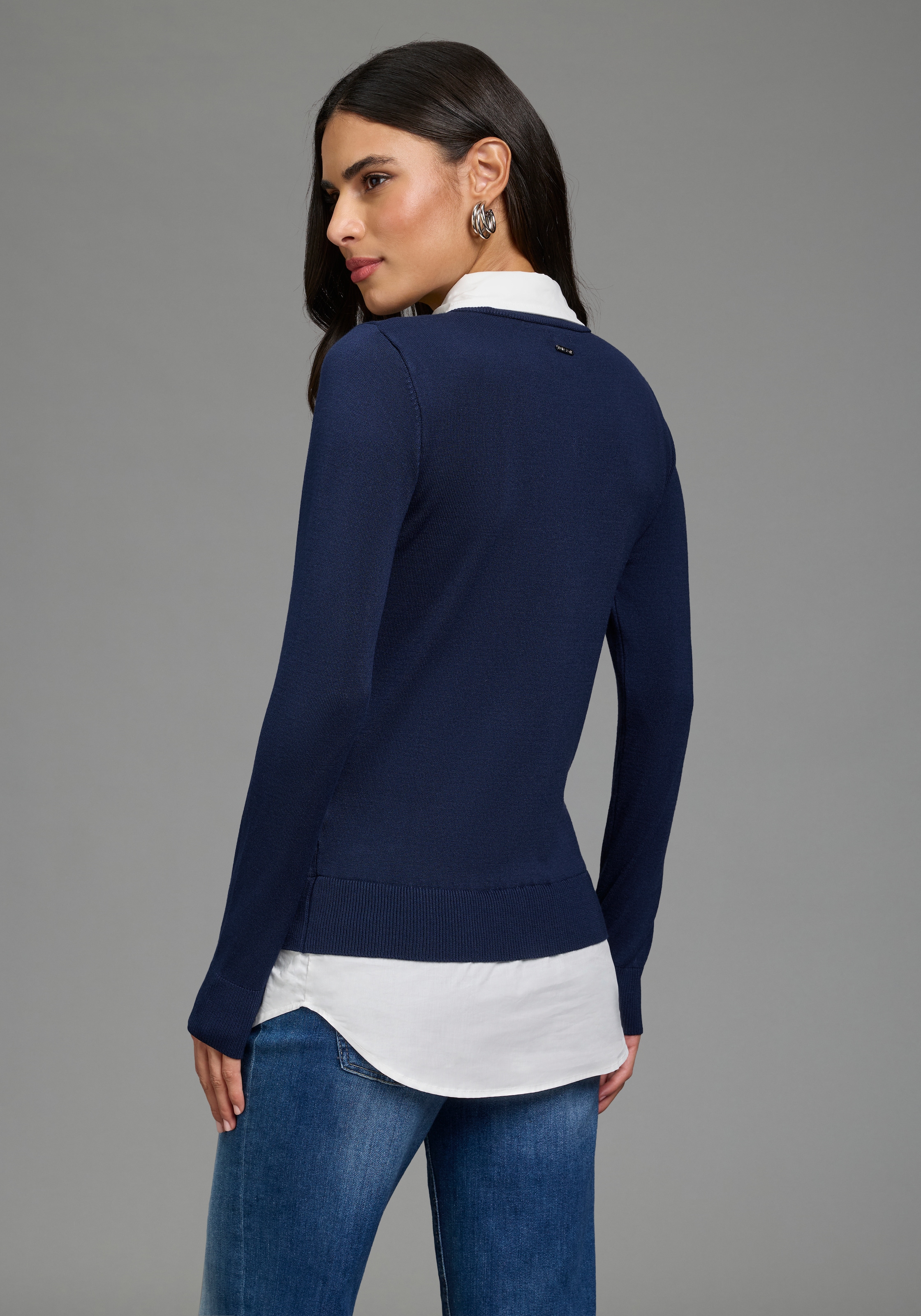 Laura Scott Pull 2 en 1 »mit Bluseneinsatz« en mélange viscose agréable