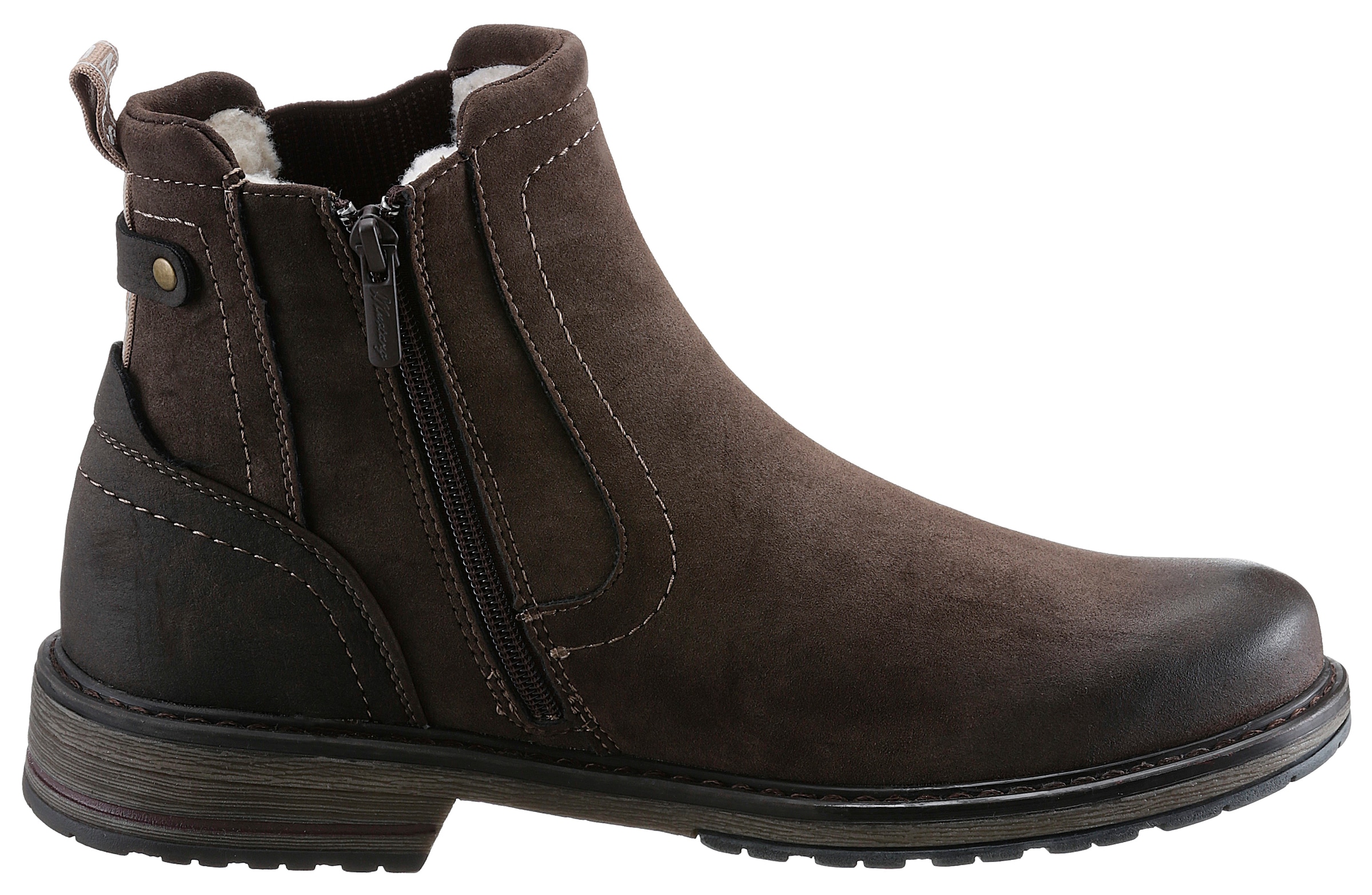 Mustang Shoes Chelseaboots, Schlupfboots, Stiefelette, Blockabsatz, seitlicher Stretcheinsatz