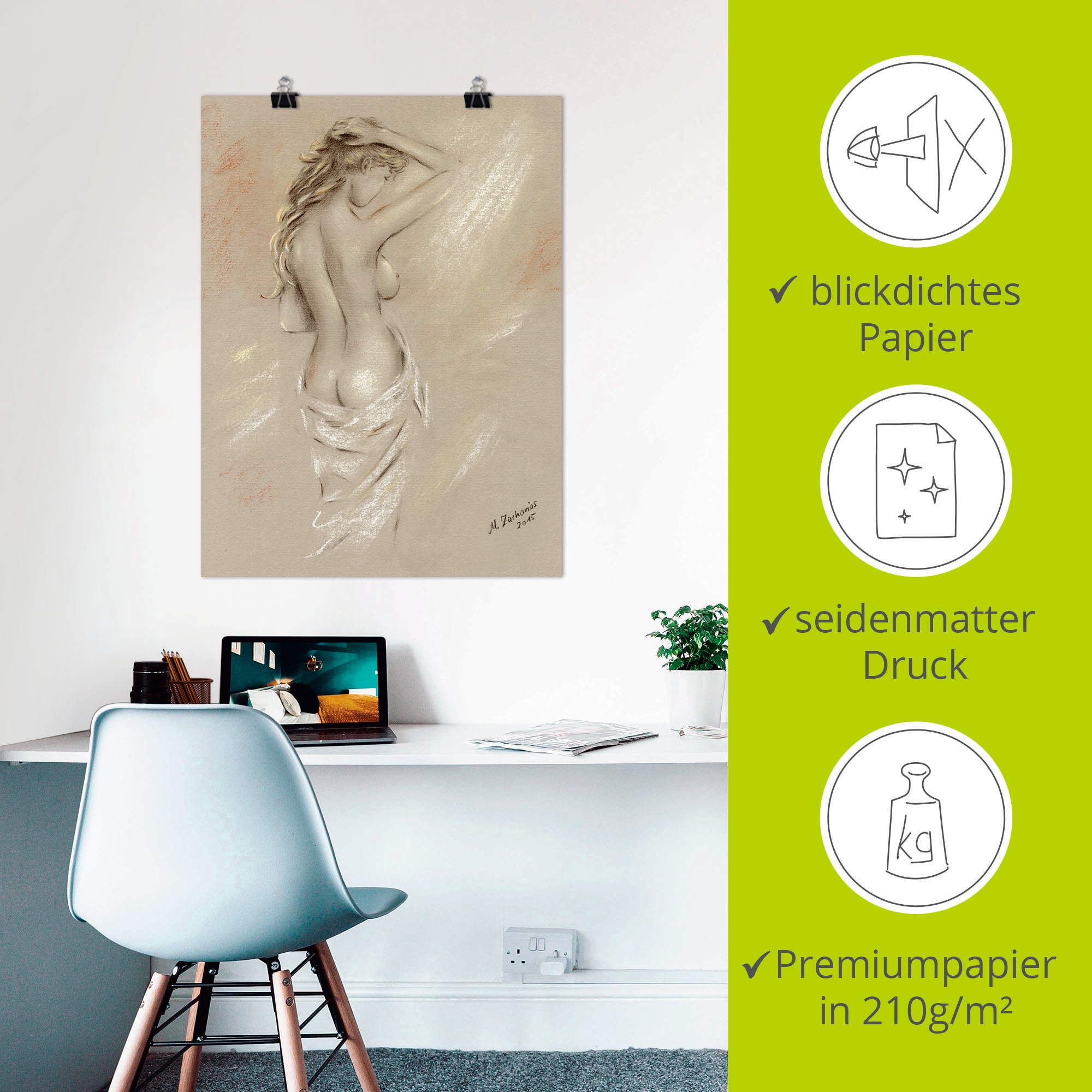 Artland Fresque murale »Reizvolle Rundungen - weiblicher Akt« 1 cuis tlg. als Leinwandbild, Poster, Wandaufkleber in verschied. Grössen