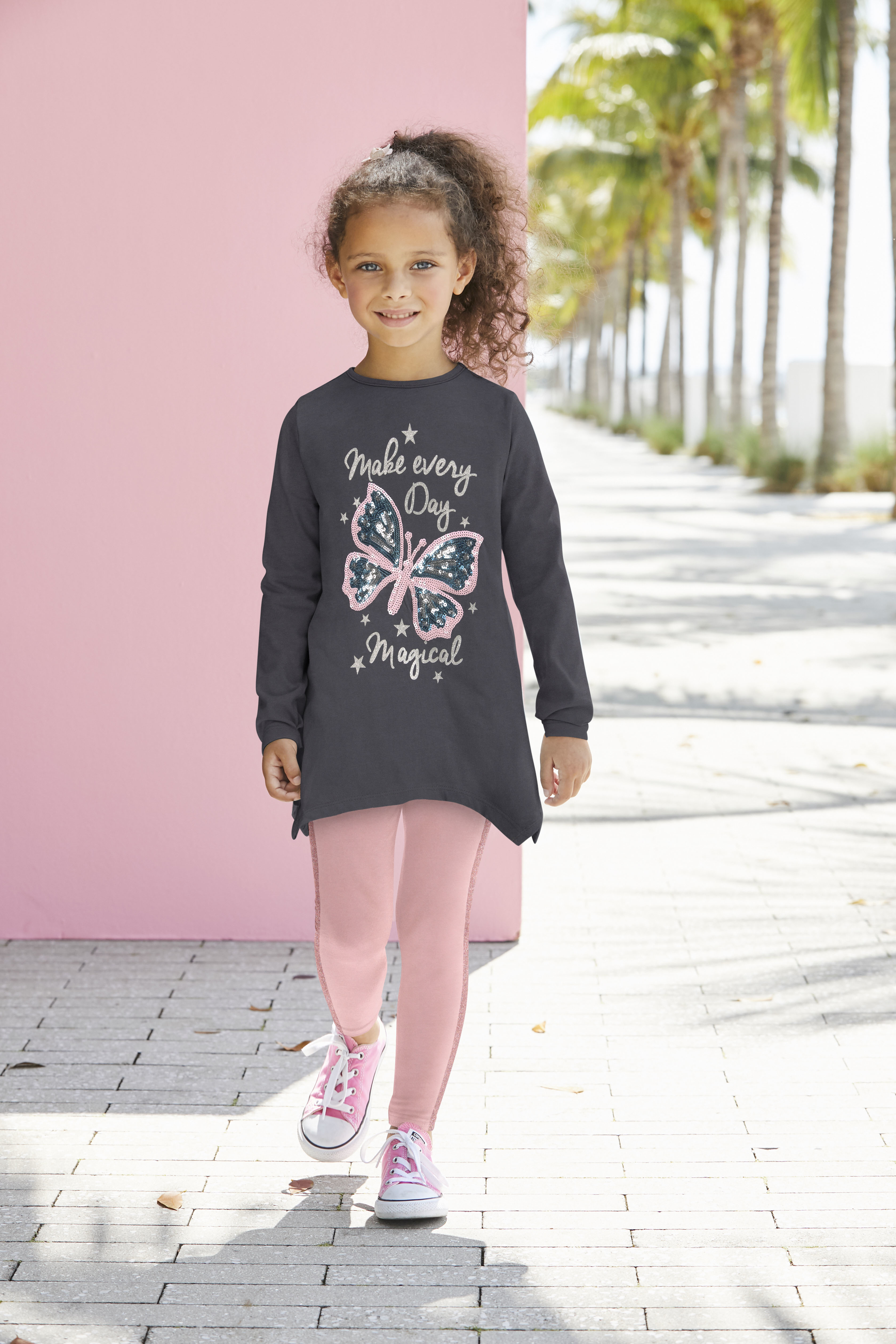 Langarmshirt & Leggings, (Set), mit Glitzerdetails