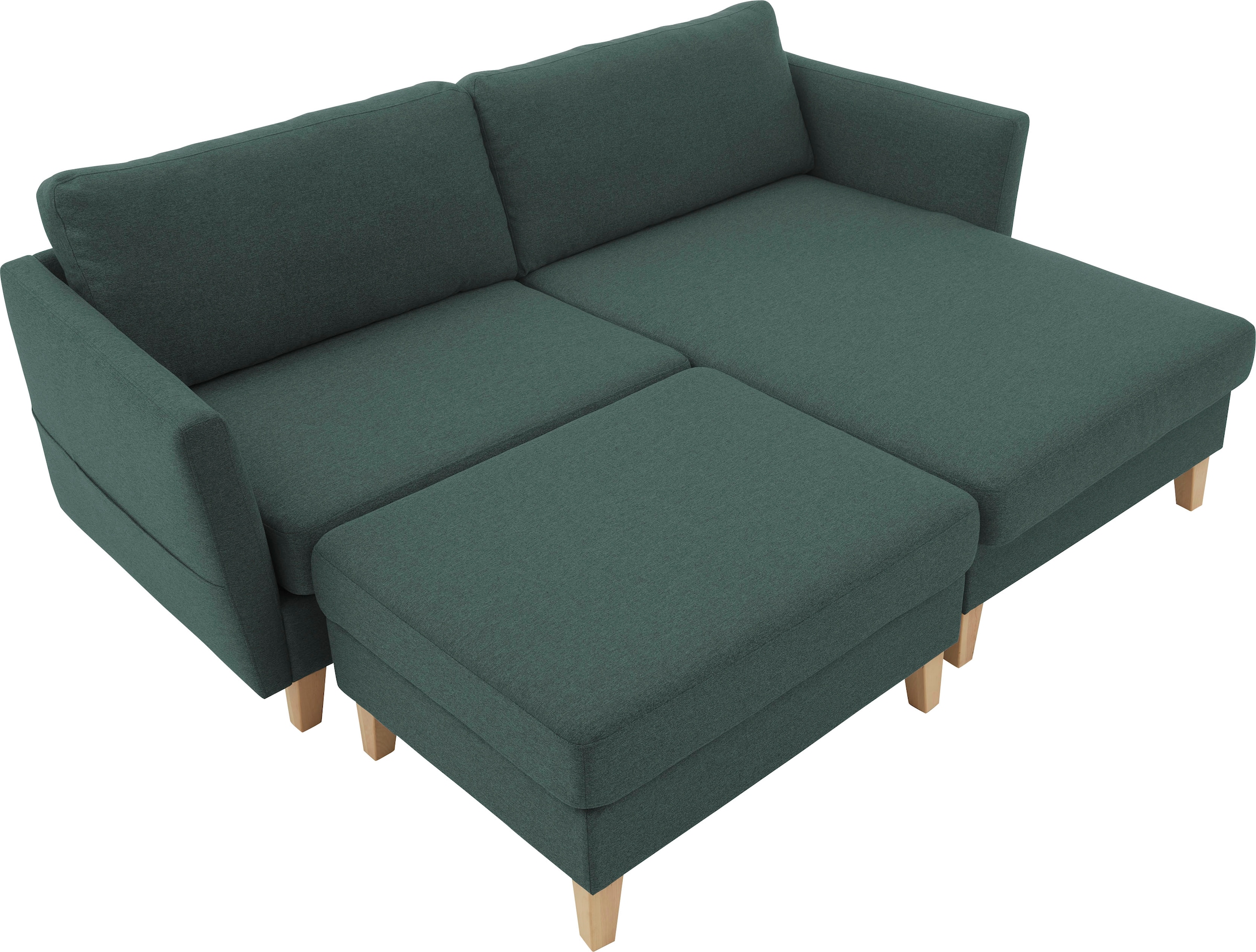 ATLANTIC home collection Ecksofa »Mailo L-Form«, mit Seitentaschen, Recamiere beidseitig montierbar, Massivholzfüsse