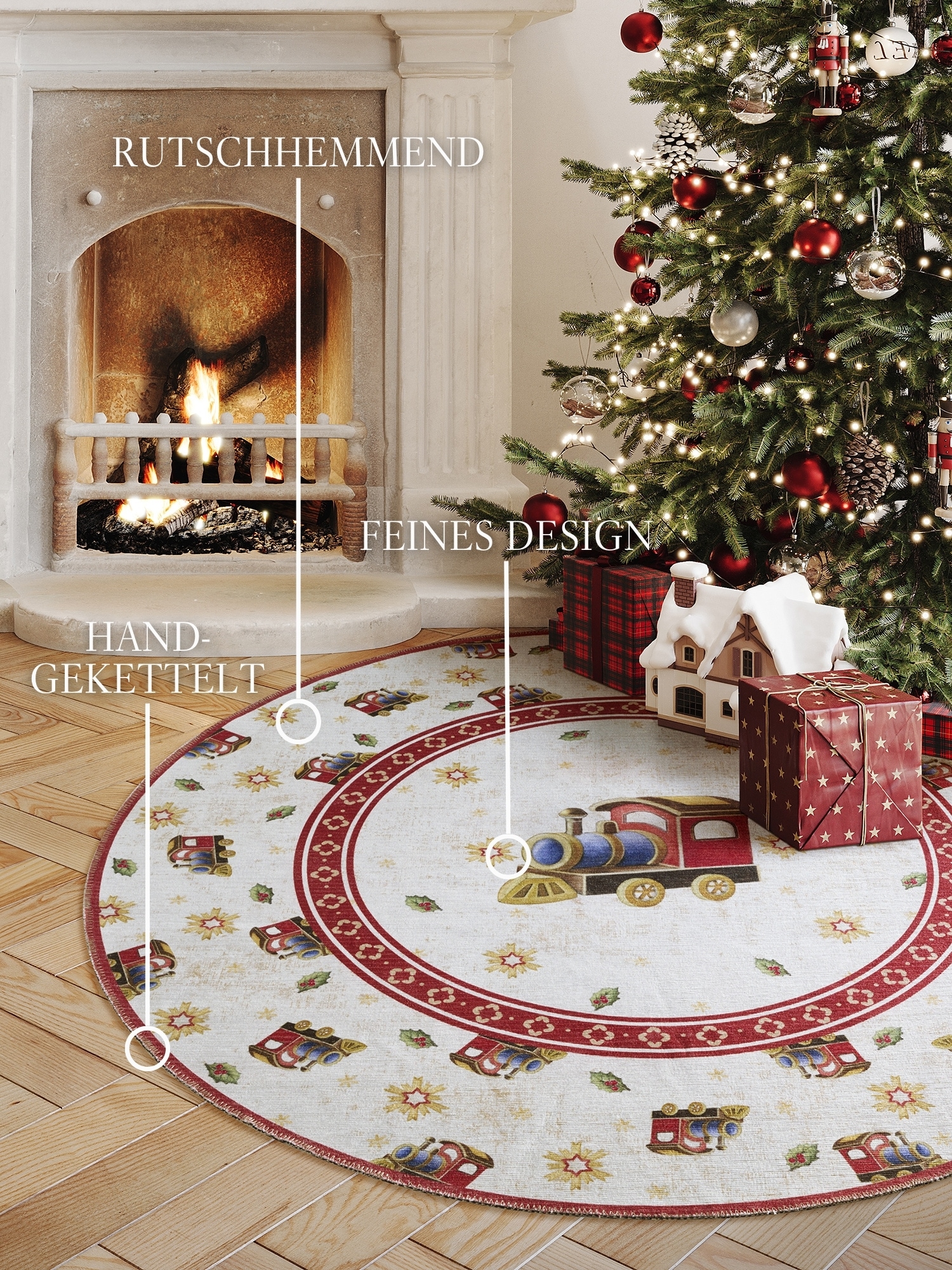 Villeroy & Boch Teppich »Toy's Delight Limited Edition Santa Claus« rund 3 mm Höhe Limited Edition, Weihnachten, Wohnzimmer, Baumrock, Waschbar, Rund