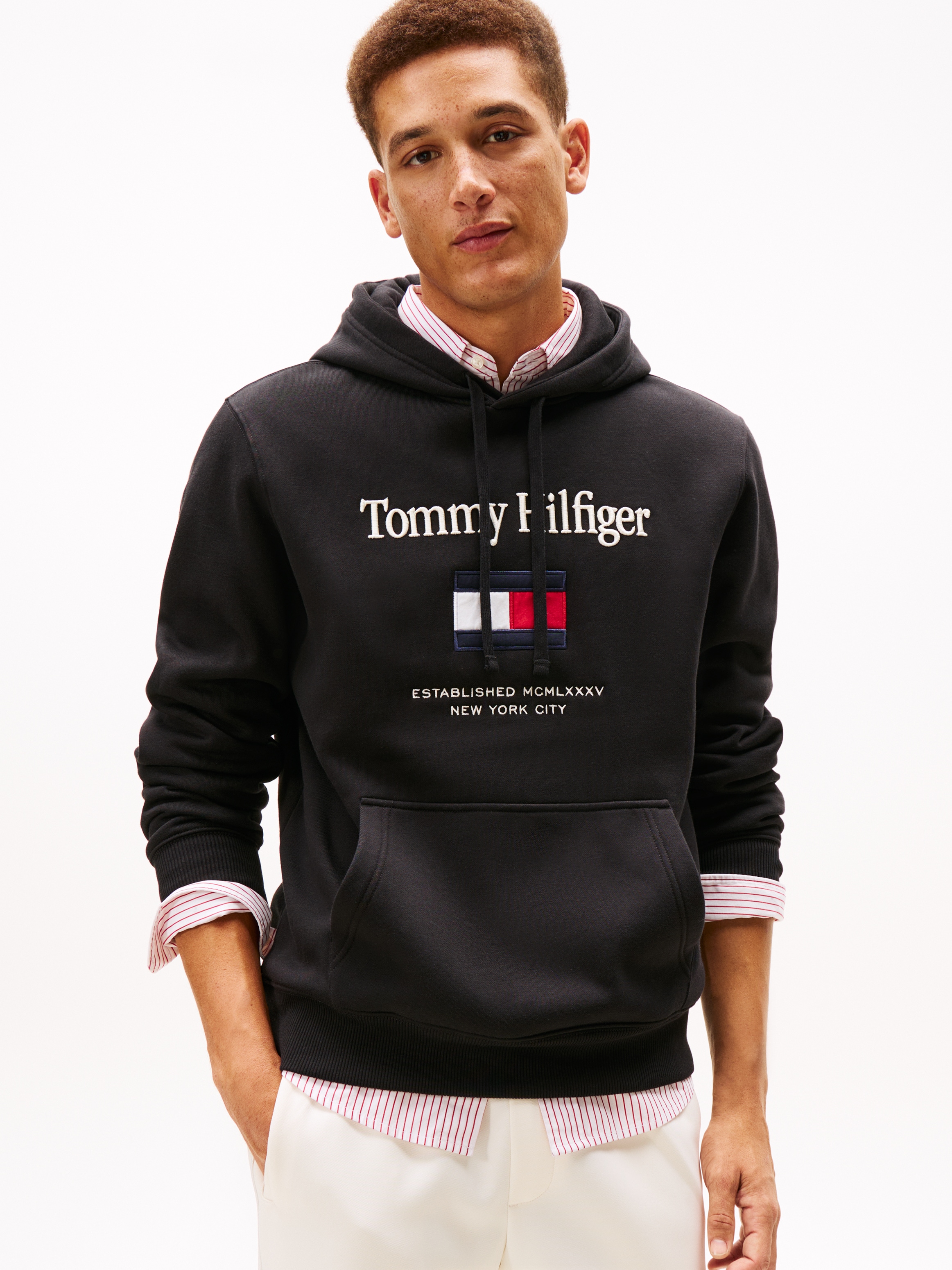 Image of Tommy Hilfiger Hoodie "TOMMY EMBRO FLAG", normale Passform, Stickerei