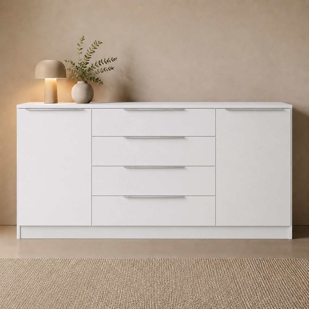 borchardt Möbel Commode »Oliva, Kommode mit Metallgriffen« Buffet moderne avec 2 portes et 4 tiroirs, largeur 166 cm