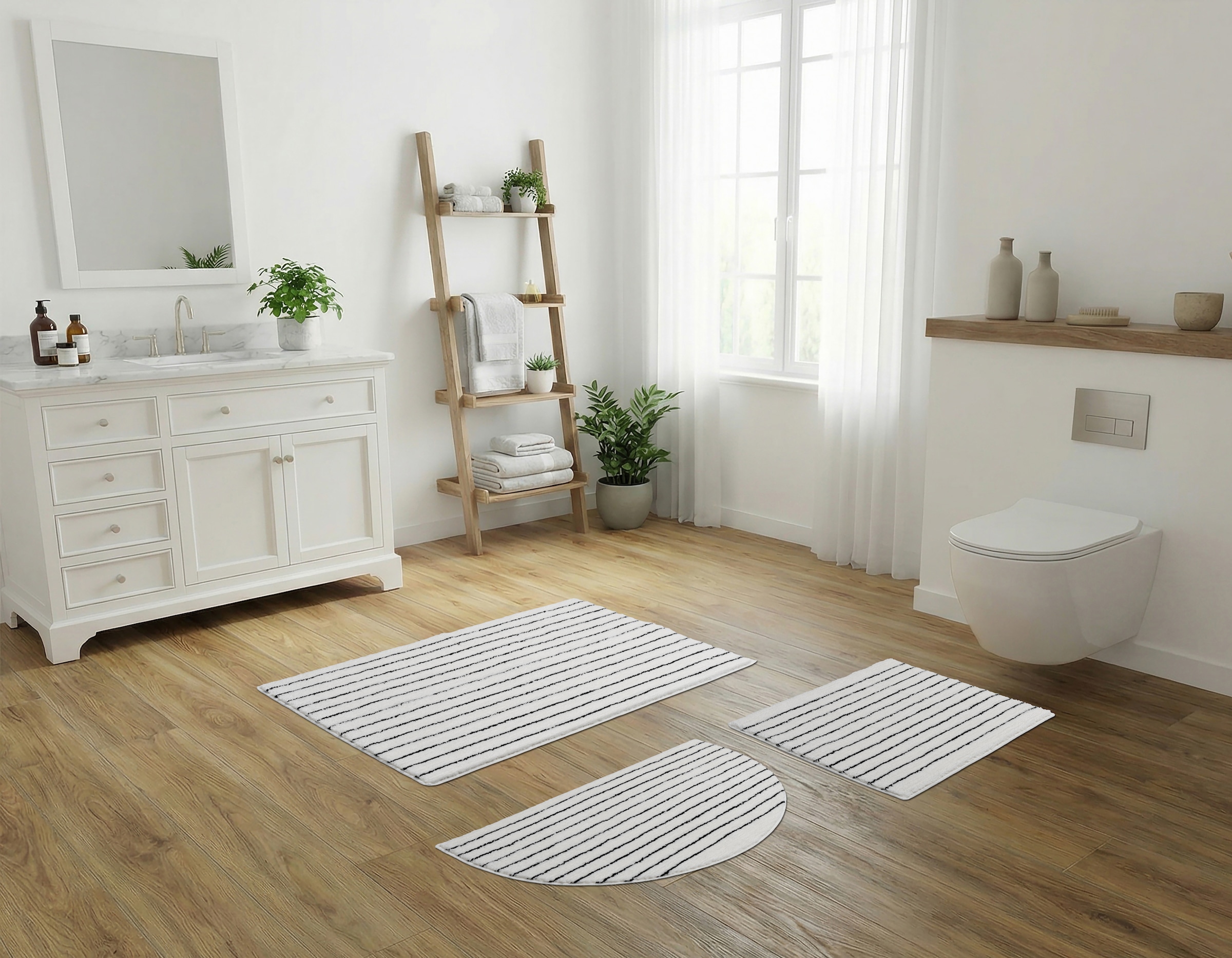 LeGer Home by Lena Gercke Tapis de bain »Tamsin, Badvorleger, Badezimmer Teppich, Duschvorleger« Höhe 10 mm revêtement antidérapant Séchage rapide | compatible chauffage au sol rayures, moderne