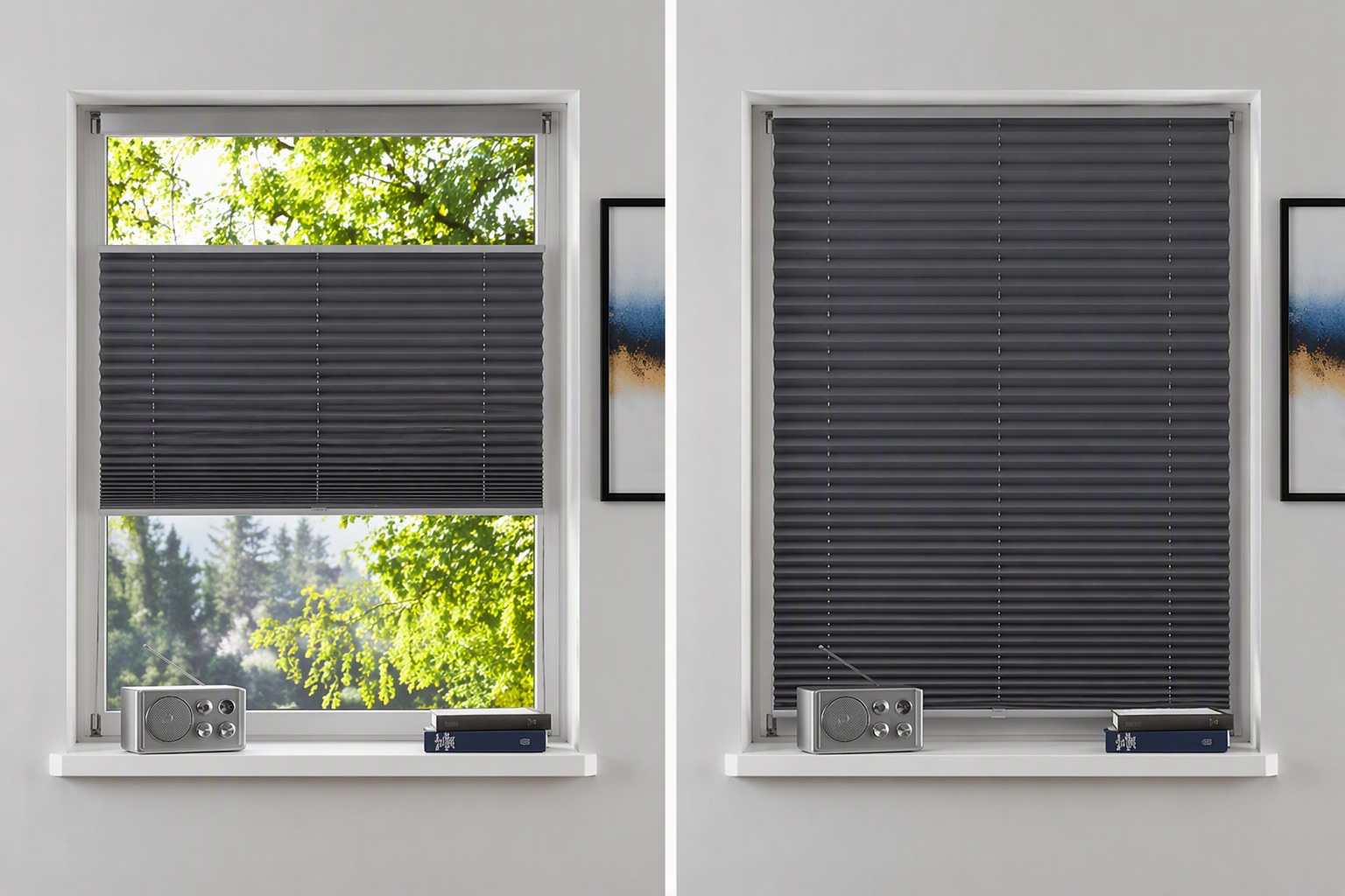 GOODproduct Plissé »LAHOLM UNI DARK« assombrissant Aucun perçage requis sous tension occultant, supports à pince unis assortis au plissé -NOUVEAUTÉ
