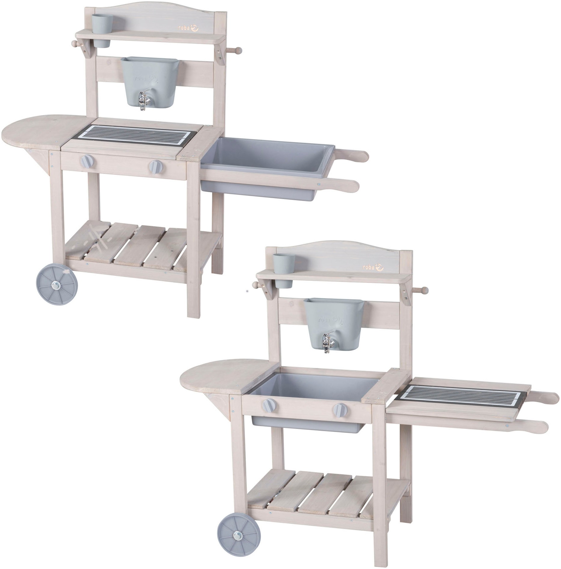 roba® Cuisine de jeu d'extérieur »Mobile Matschküche BBQ, aus Holz« FSC® - schützt Wald