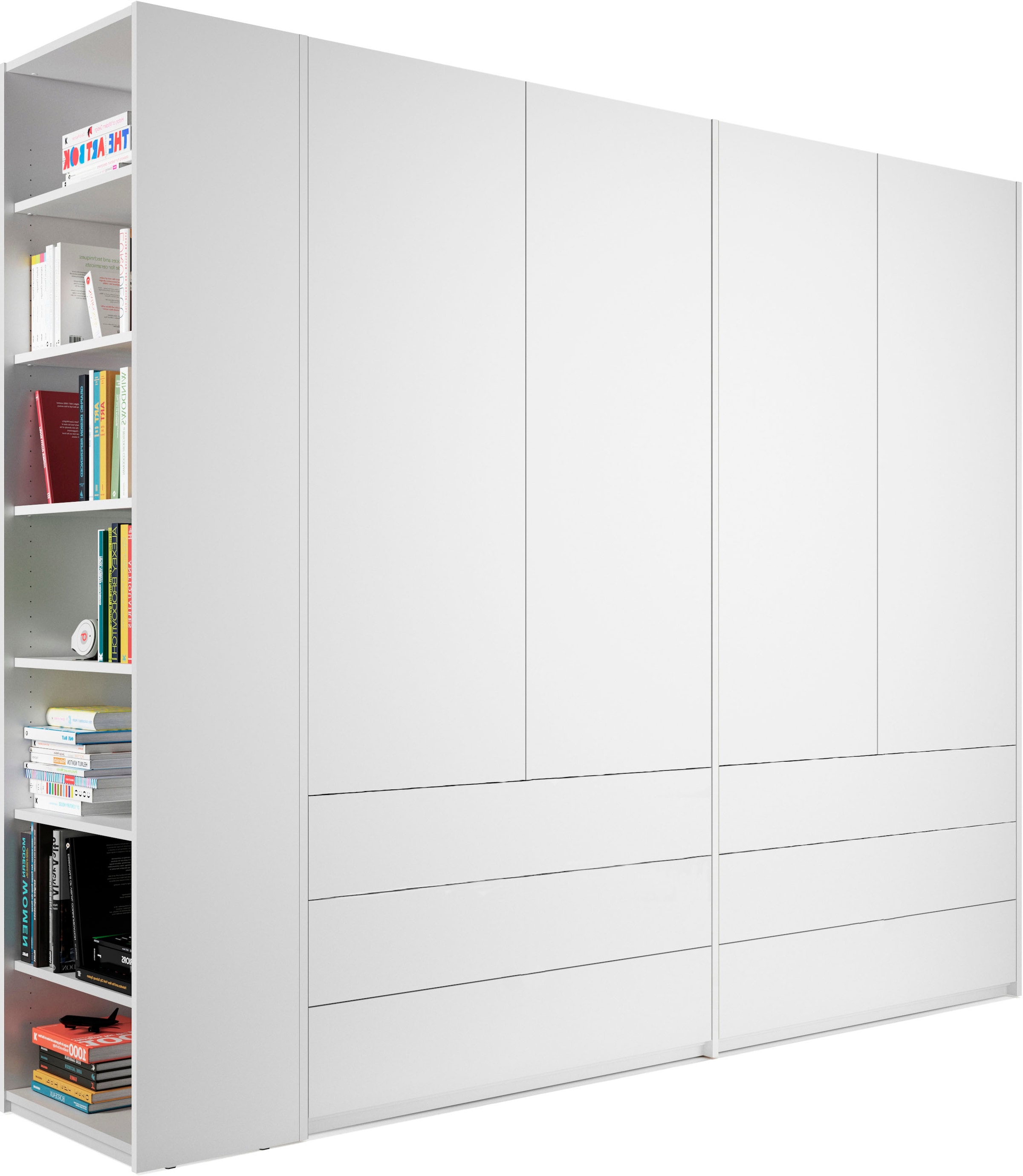 Müller SMALL LIVING Kleiderschrank »Modular Plus Variante 4«, 6 Schubladen, Anbauregal wahlweise links oder rechts montierbar