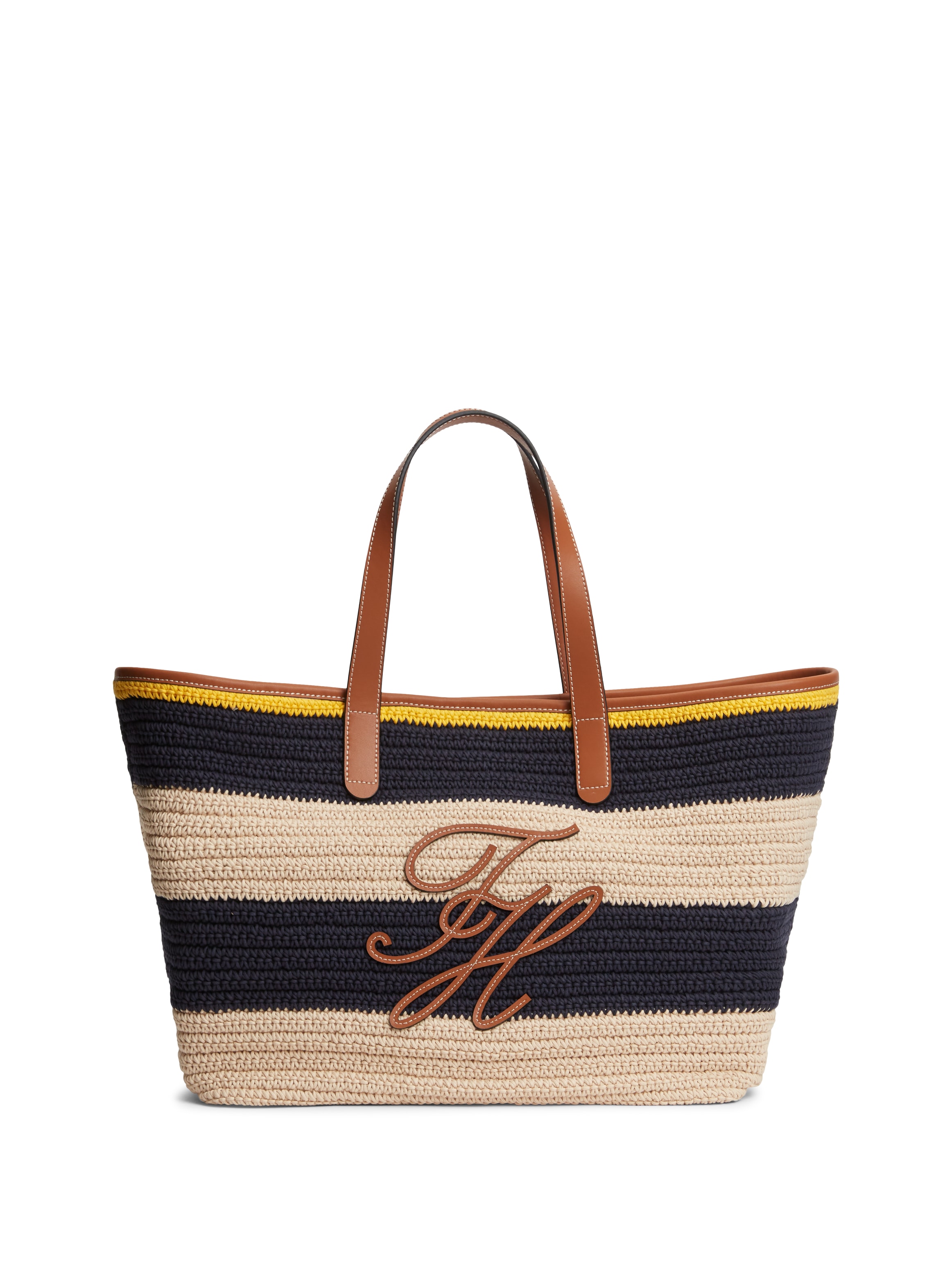 Image of Tommy Hilfiger "TH NAUTICAL TOTE CROCHET STR" Damen Strandtasche mit Streifen und Logoschriftzug